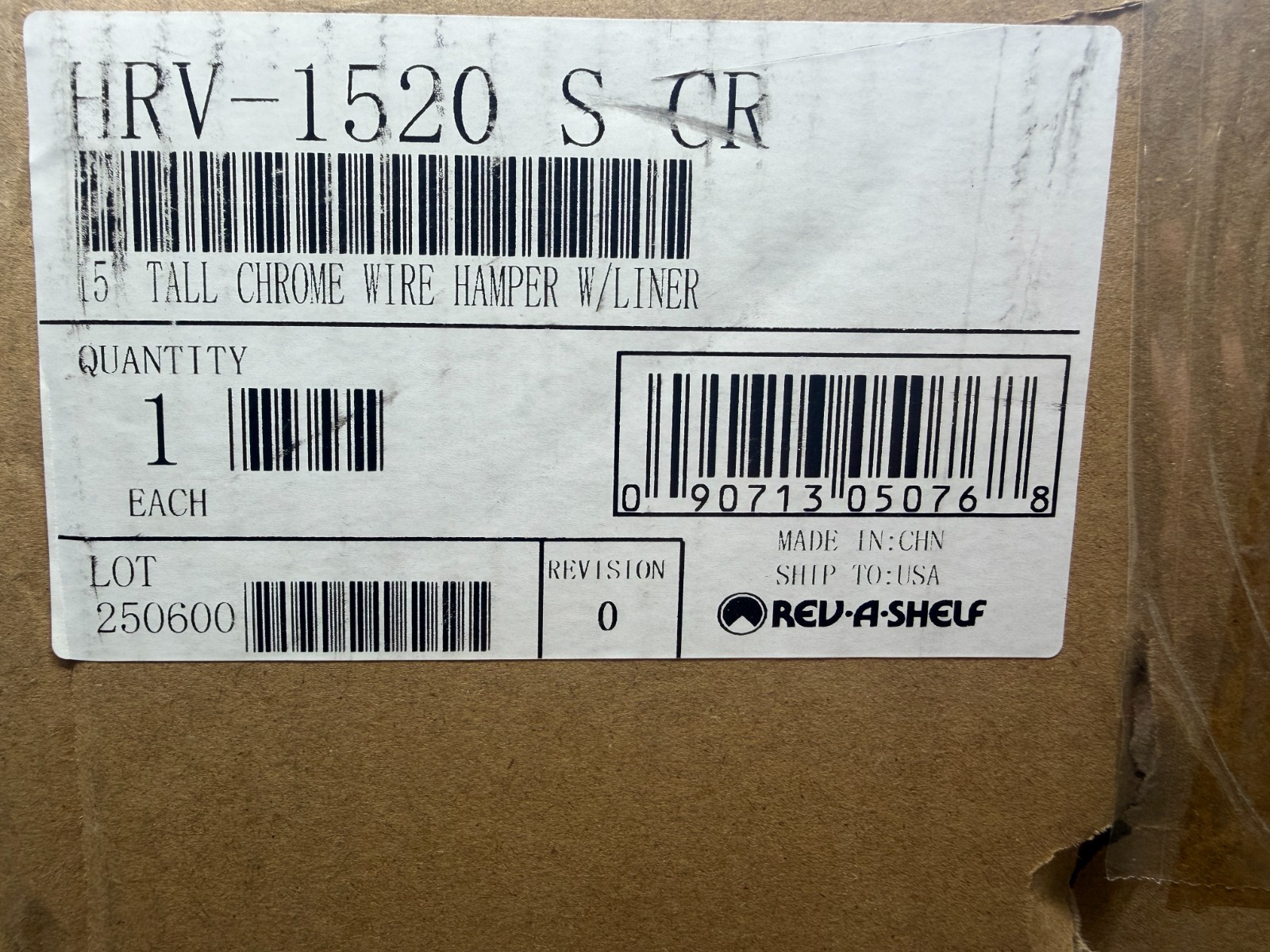 Rev-A-Shelf HRV-1520 S CR Cabinet Floor Mounted Pullout Wire Clothes Laundry