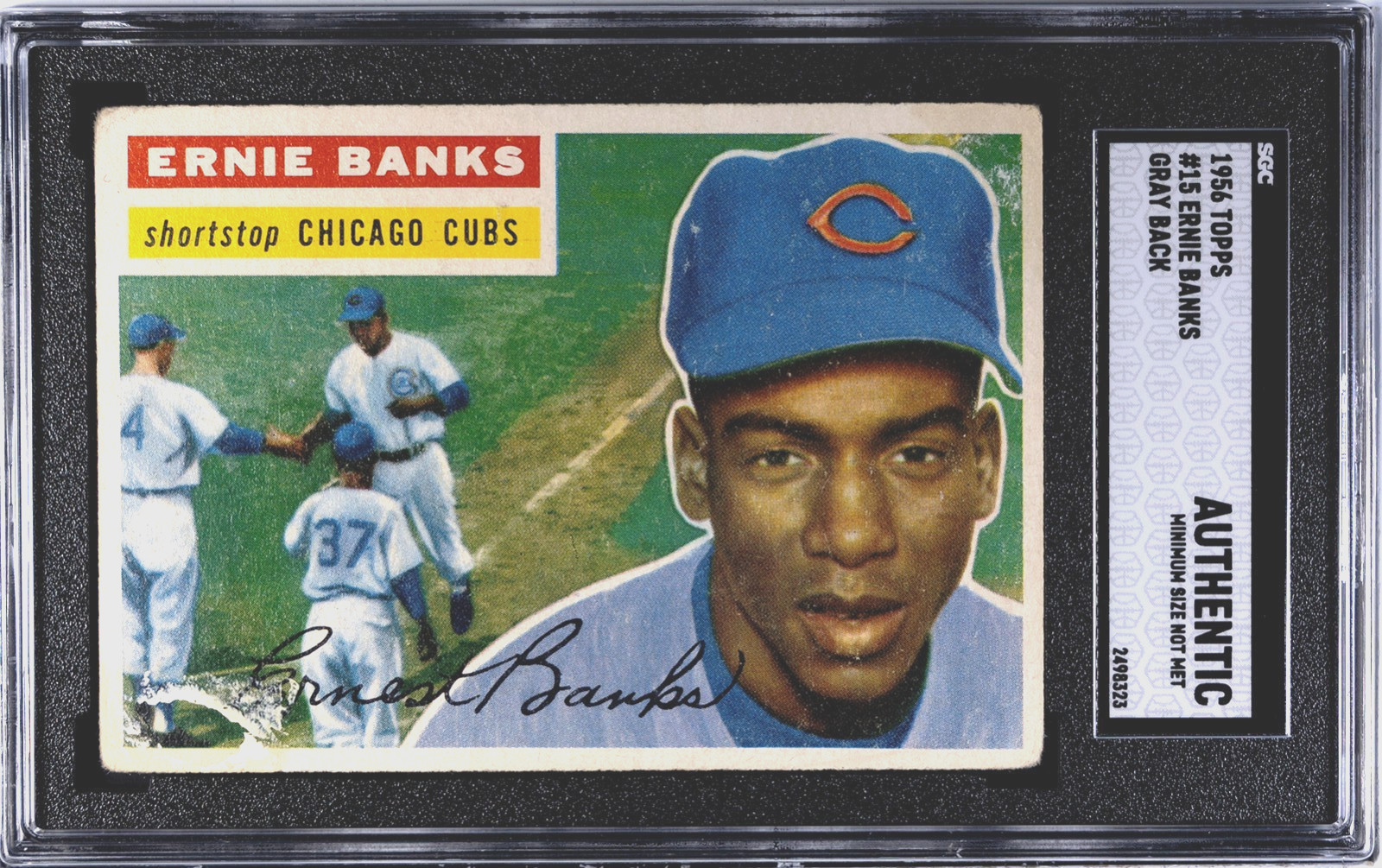 Ernie Banks 1956 Topps Gray Back SGC Authentic Chicago Cubs Baseball MLB HOF #15