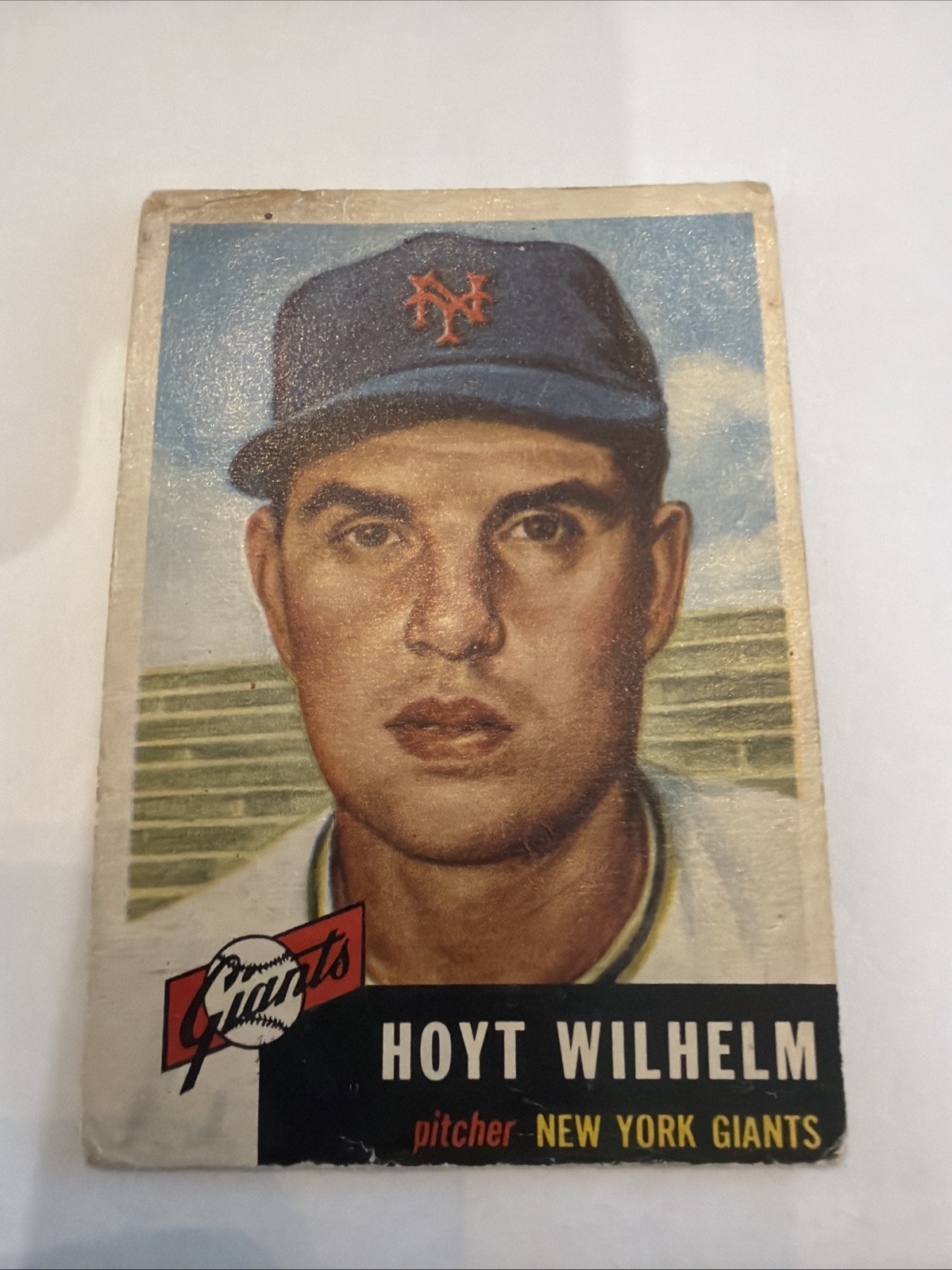 1953 Topps - Hoyt Wilhelm #151 Bio Information is Black Low Grade (Crease)