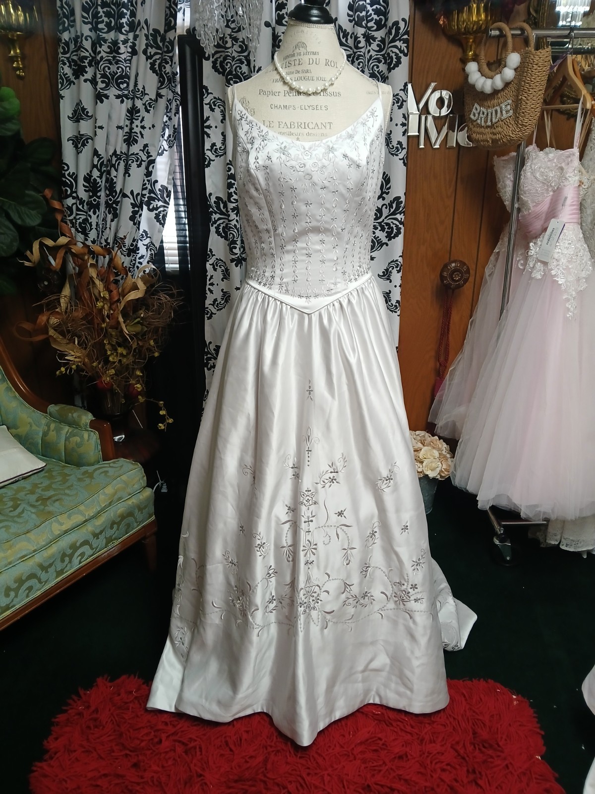 Zuri For Impressions Silver Intricate Embroidery Ballgown Wedding Dress Drop...