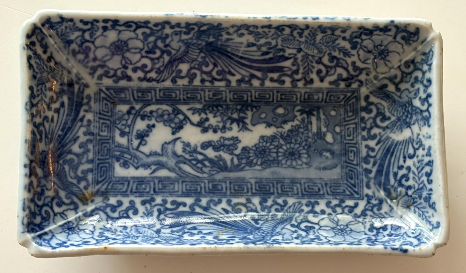 CHINESE BLUE WHITE PORCELAIN RECTANGLE DISH 18th - 19th CENTURY CHINESE BLUE WHITE PORCELAIN RECTANGLE DISH 18th - 19th CENTURY