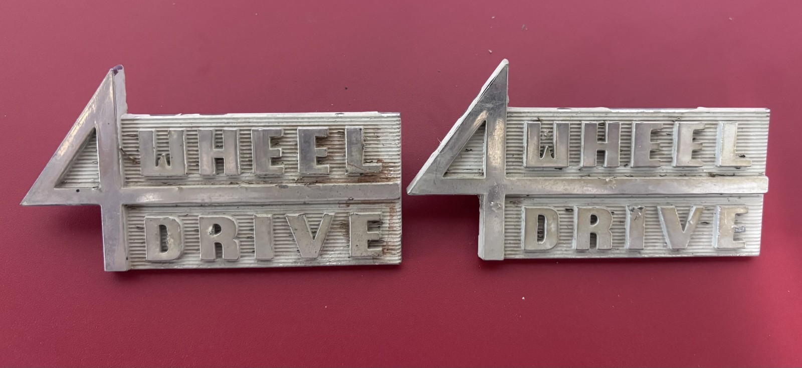 Vintage 1963 -1965 Jeep Gladiator 4 Wheel Drive Chrome Emblems Vintage 1963 -1965 Jeep Gladiator 4 Wheel Drive Chrome Emblems