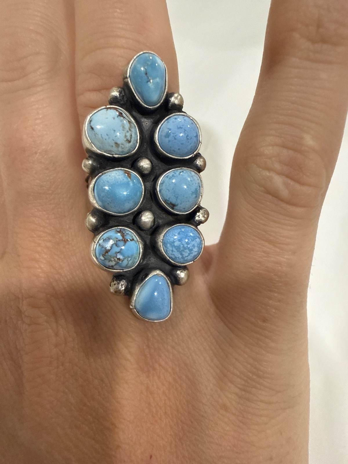 Golden Hills cluster ring. Size 8. Native made and stamped. Golden Hills cluster ring. Size 8. Native made and stamped.