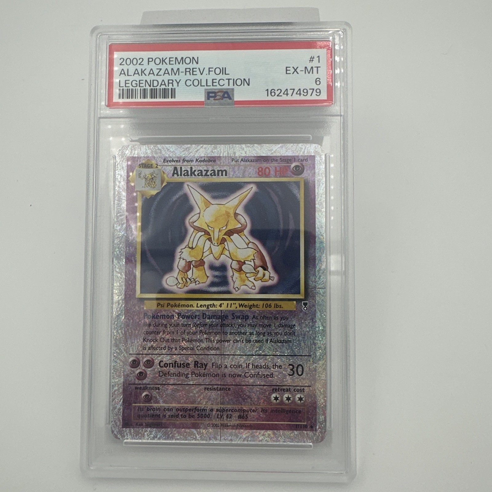 2002 Pokemon Alakazam #1 PSA 6 Legendary Coll. Rare Reverse Holo Foil 2002 Pokemon Alakazam #1 PSA 6 Legendary Coll. Rare Reverse Holo Foil