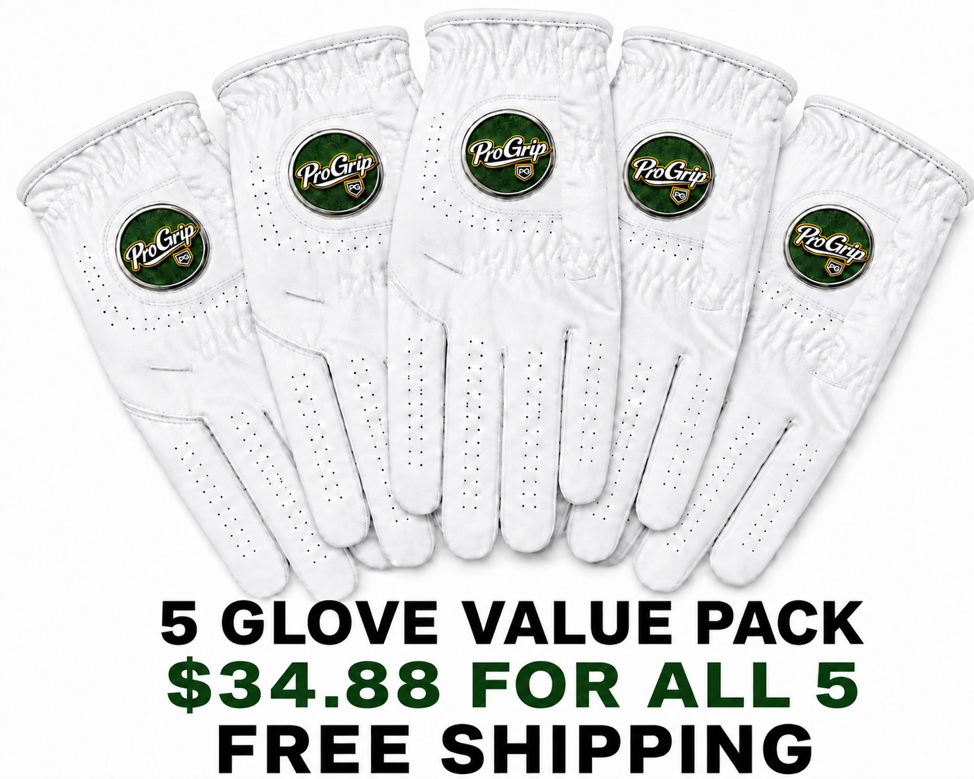 5 Pack Mens Premium Pro Grip Cabretta Leather Golf Gloves Magnetic Ball Marker