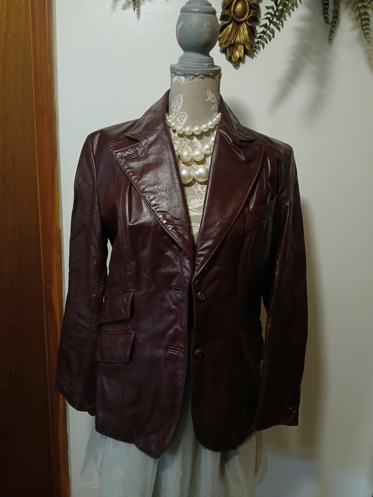 Etienne Aigner Vintage Genuine Leather Burgundy Oxblood Leather  Jacket Size 10