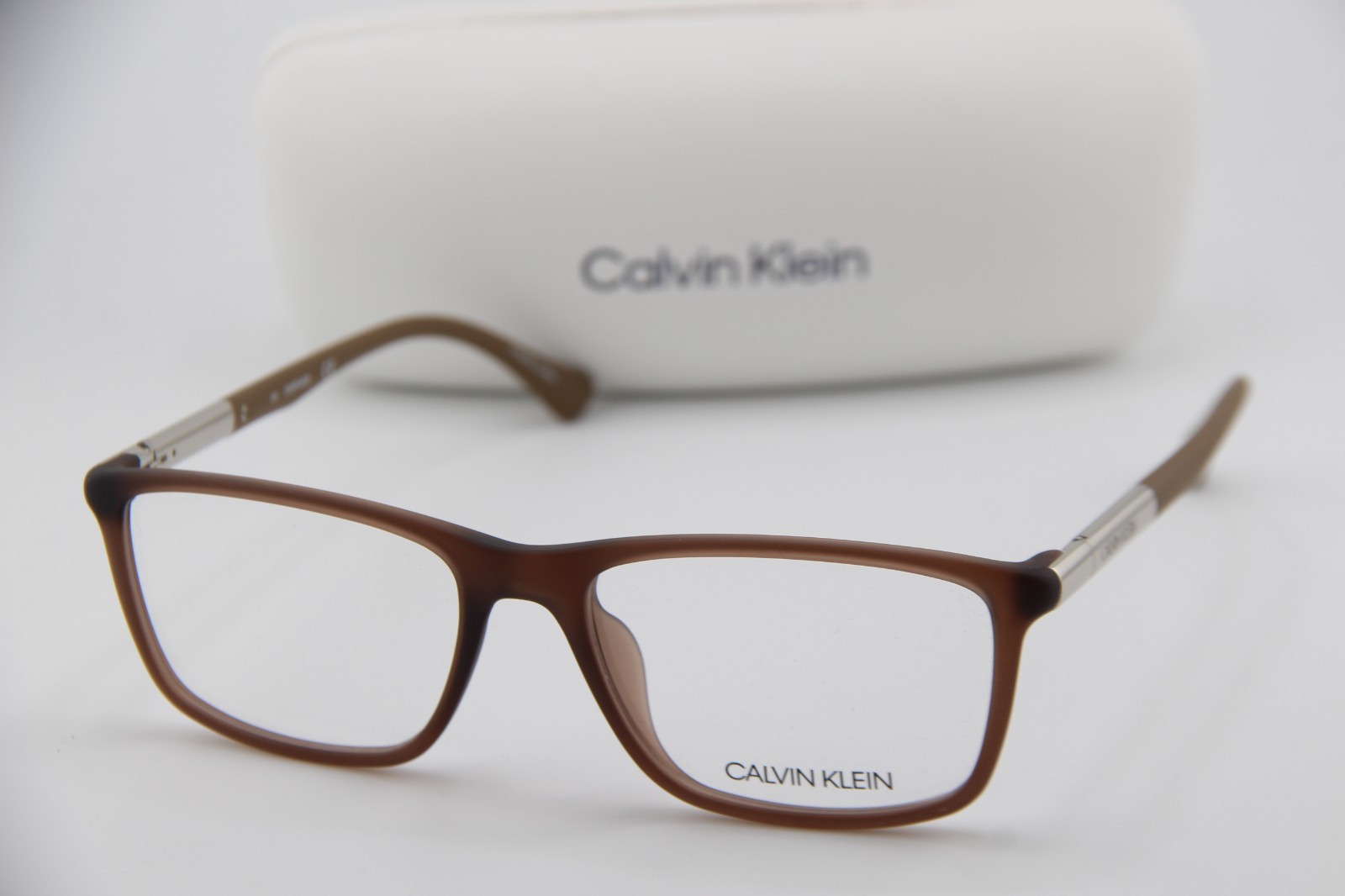 NEW CALVIN KLEIN CK5864 200 BROWN SILVER AUTHENTIC EYEGLASSES W/CASE 54-17
