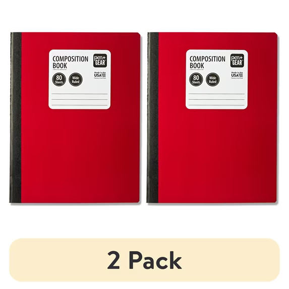 (2 pack) Pen+Gear Wide Ruled Composition Notebooks, 9.75 Inch x 7.5 Inch, Red, 8 (2 pack) Pen+Gear Wide Ruled Composition Notebooks, 9.75 Inch x 7.5 Inch, Red, 8