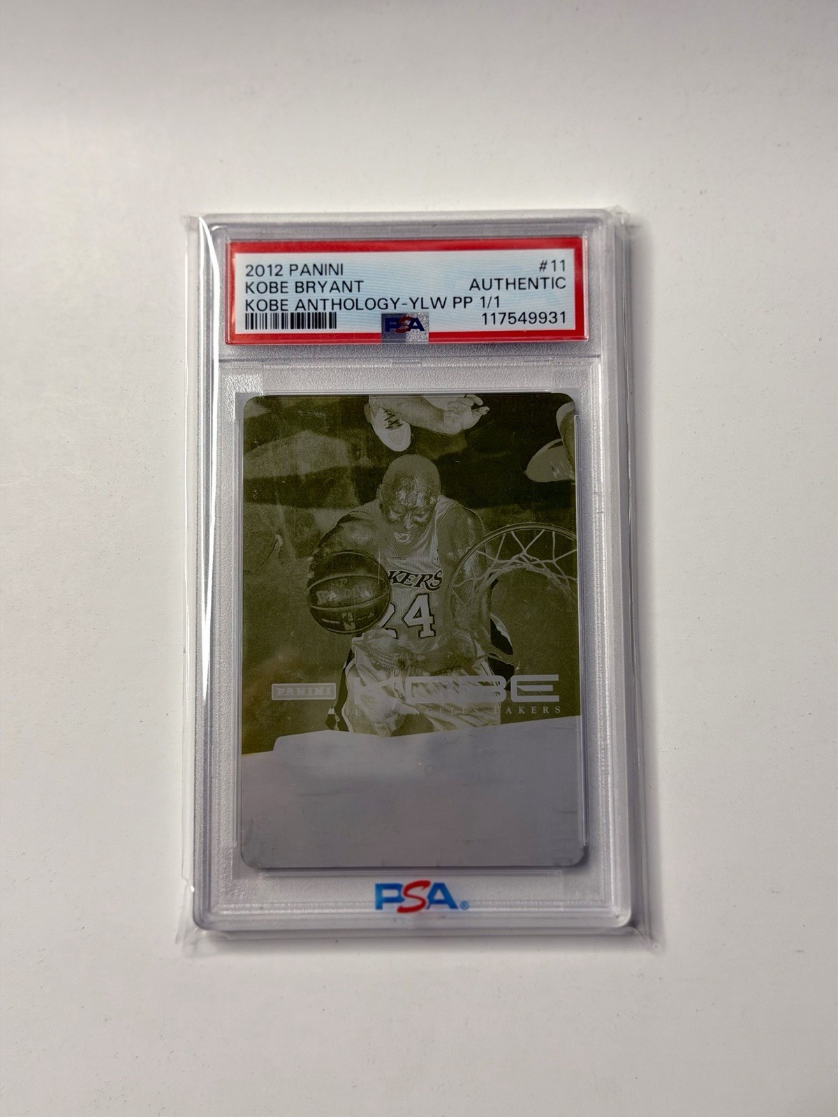 Panini 2012-13 Kobe Anthology Kobe Bryant #11 Yellow Printing Plate 1/1 PSA
