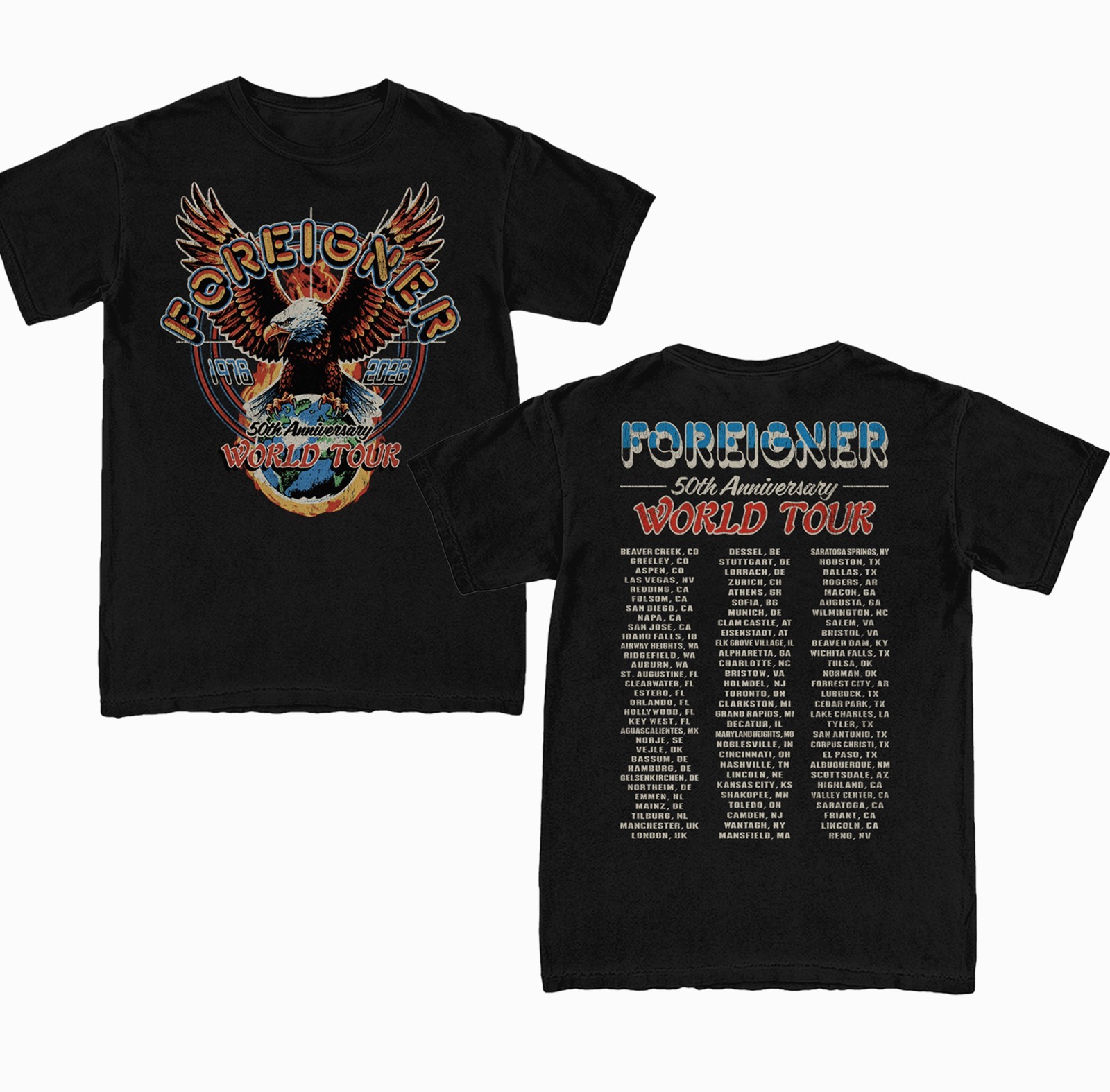 Foreigner Tour 2026 Classic Rock Concert T-Shirt S-5XL