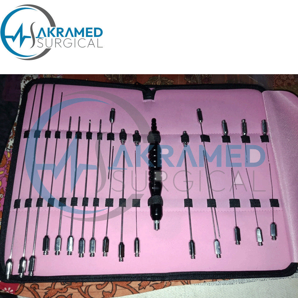 Full Body Liposuction Luer lock Cannulas Fat Grafting Cosmetic Surgery Set of 24