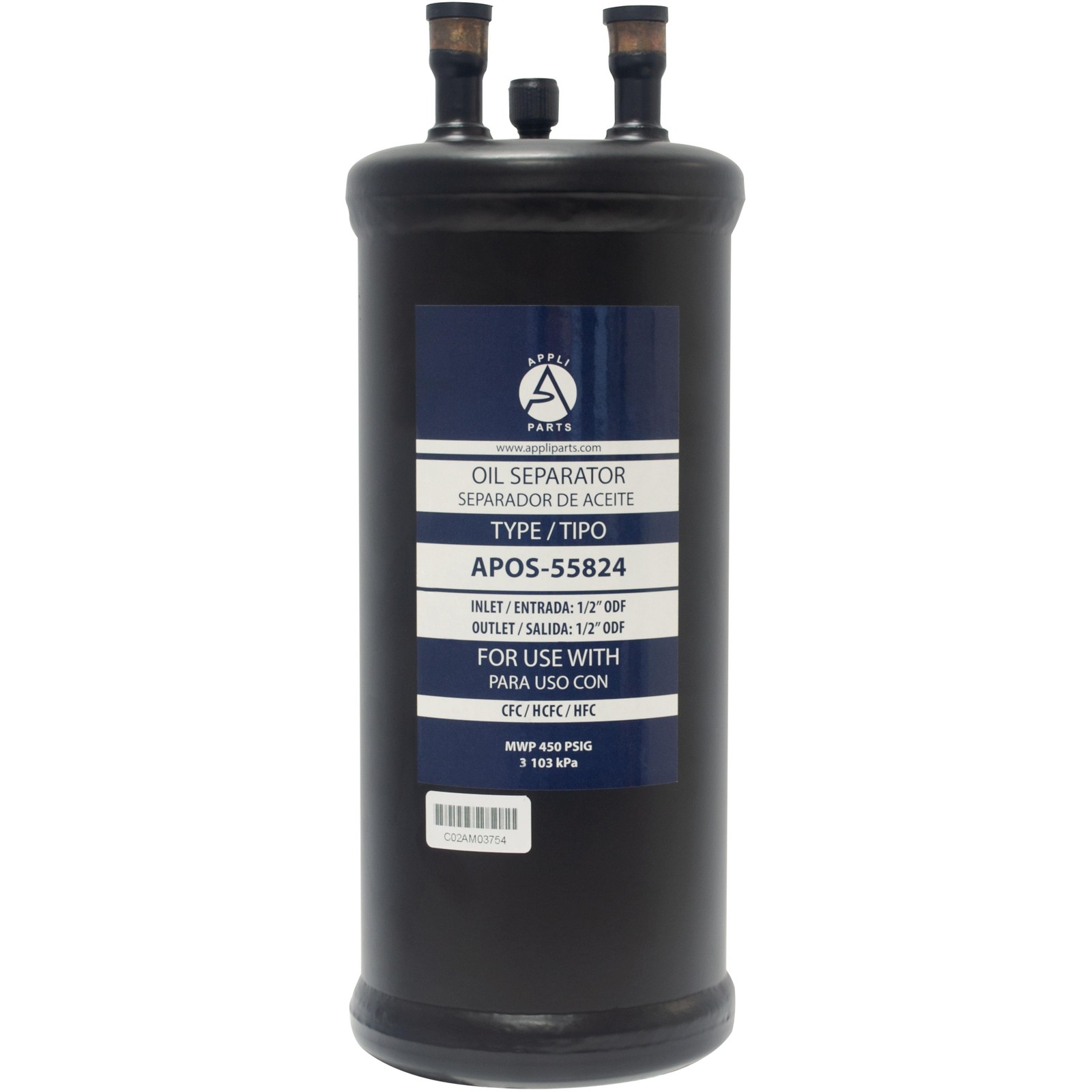 Appli Parts APOS-55824 1/2 in ODF Oil Separator, compatible with CFC,HCFC,HFC,R2 Appli Parts APOS-55824 1/2 in ODF Oil Separator, compatible with CFC,HCFC,HFC,R2