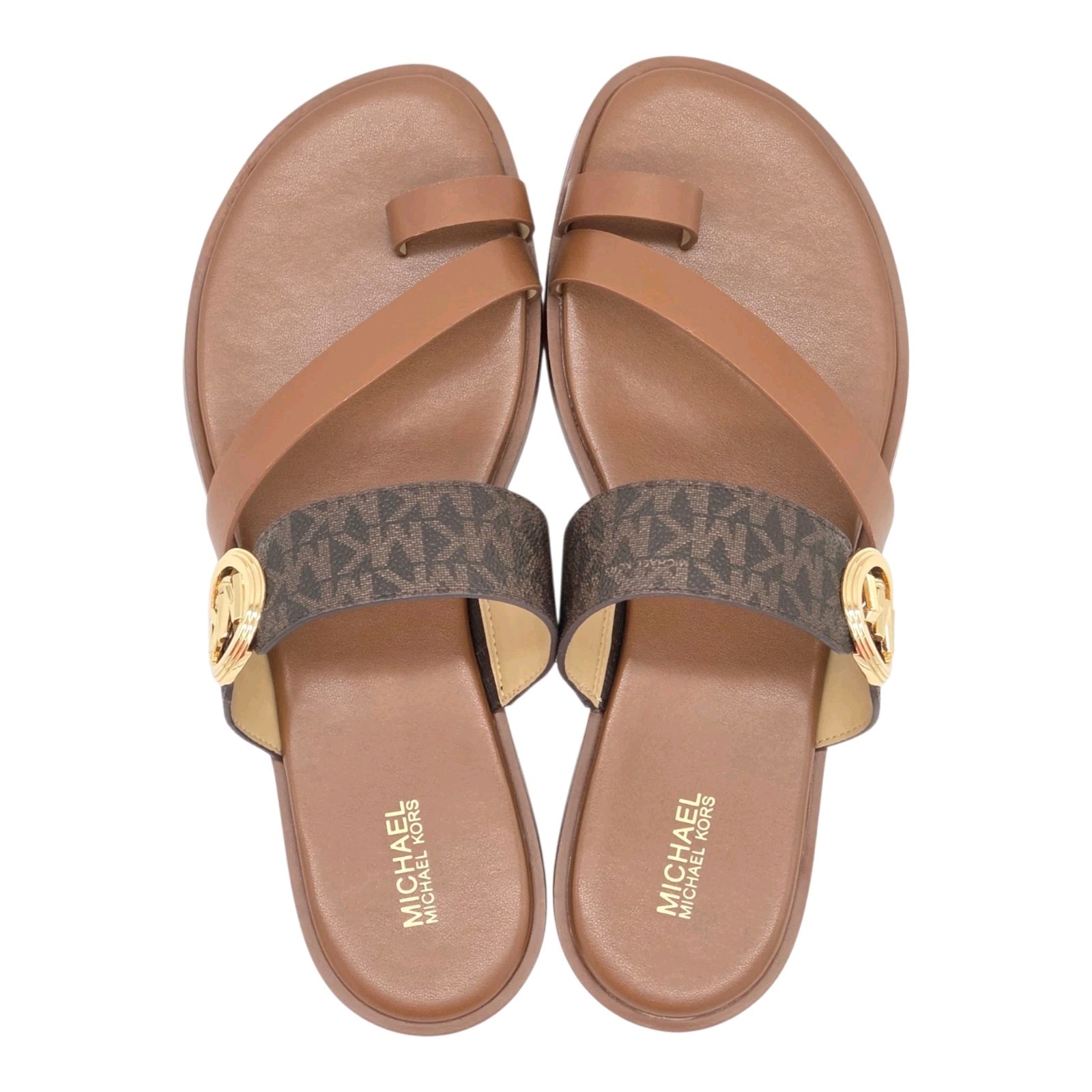 MICHAEL Michael Kors Women\'s Sandals Vera Flat Brown Thong Size 9M NIB 
