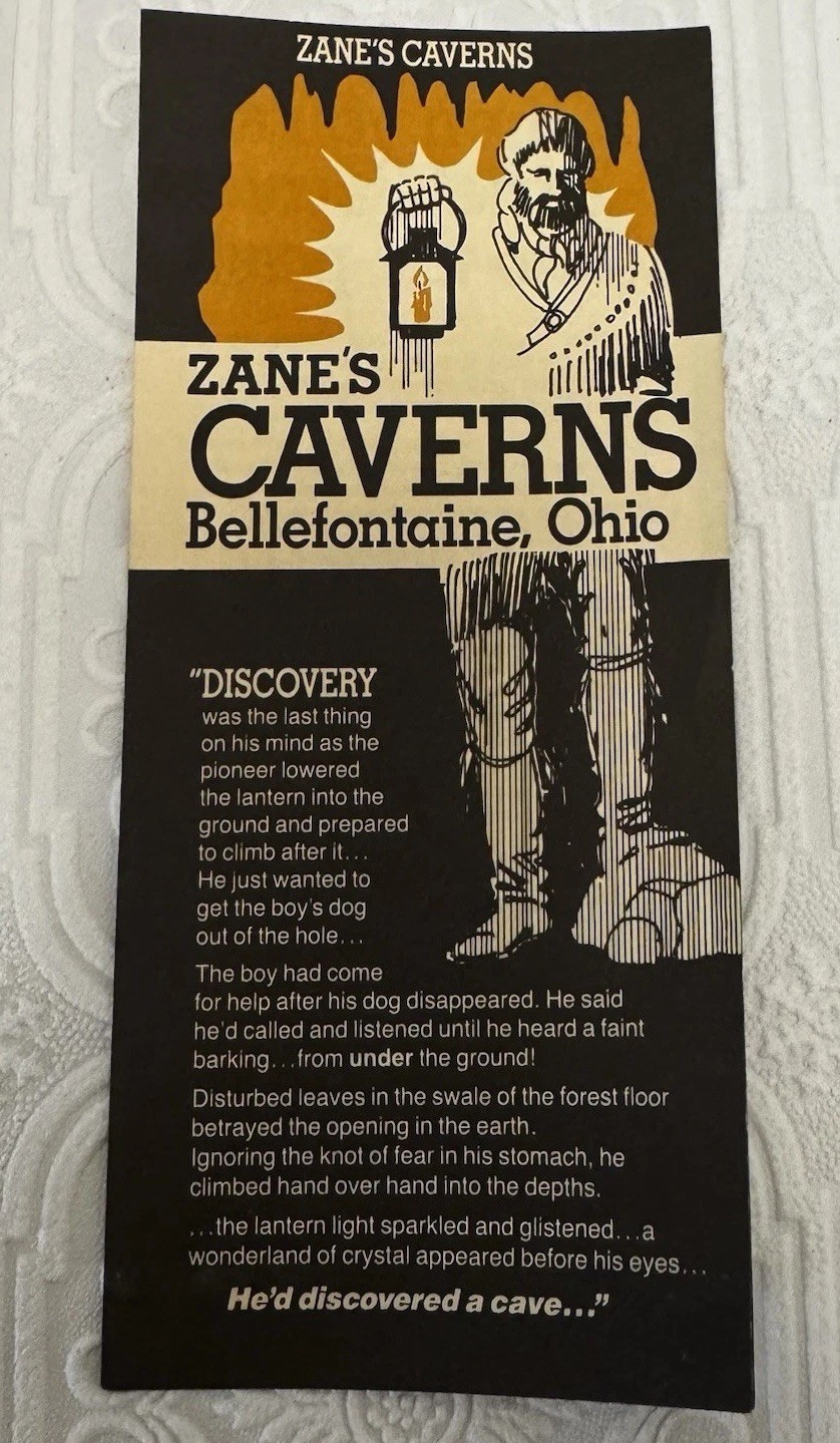 Zane’s Caverns Bellefontaine Ohio Vintage Brochure Pamphlet Ephemera