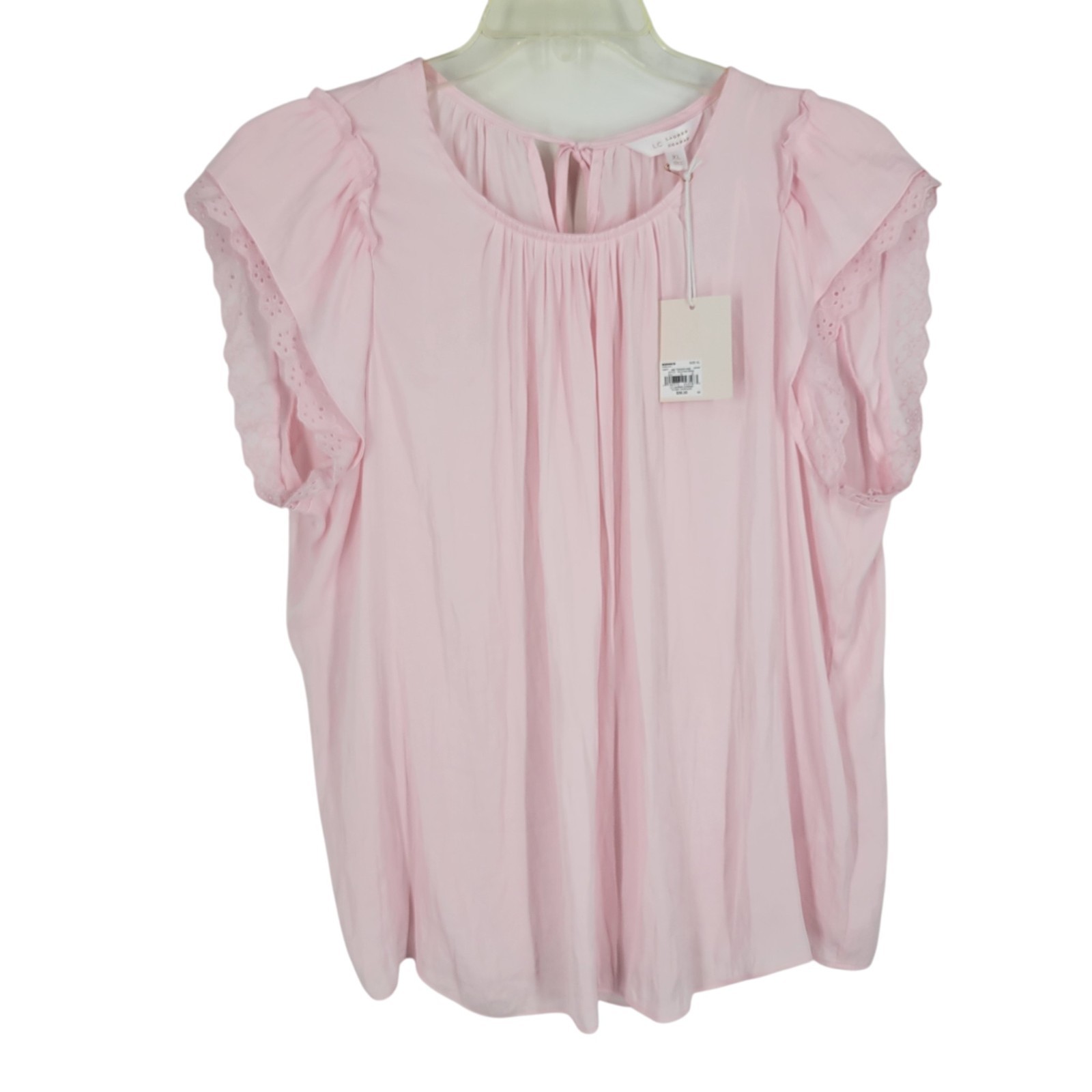 LC Lauren Conrad XL Pink Blouse Ruffle Flutter Sleeve Romantic NWT cottage boho