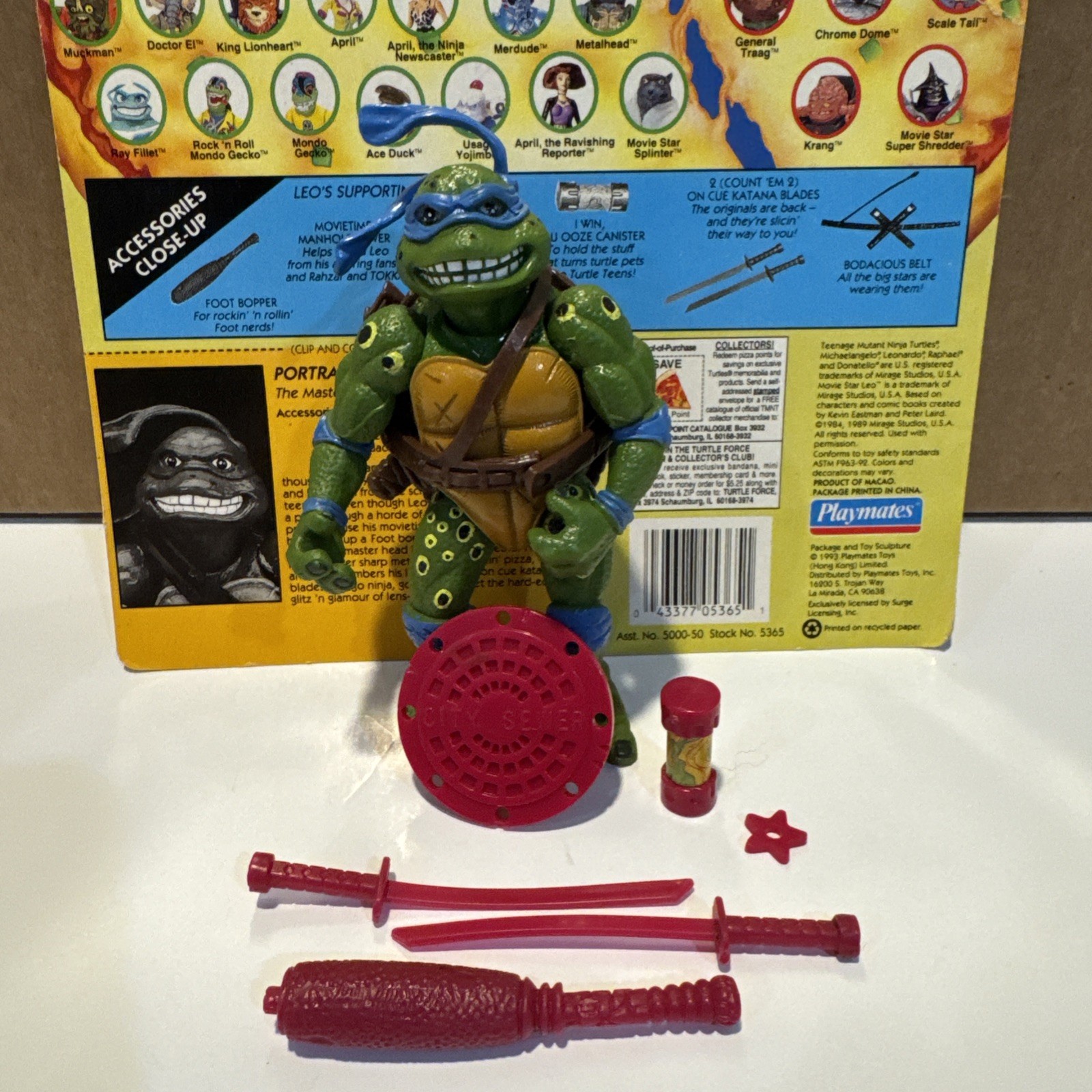 Tmnt RARE 1995 Movie Star Leo Purple/pink Weapon Variant W/card Back Playmates