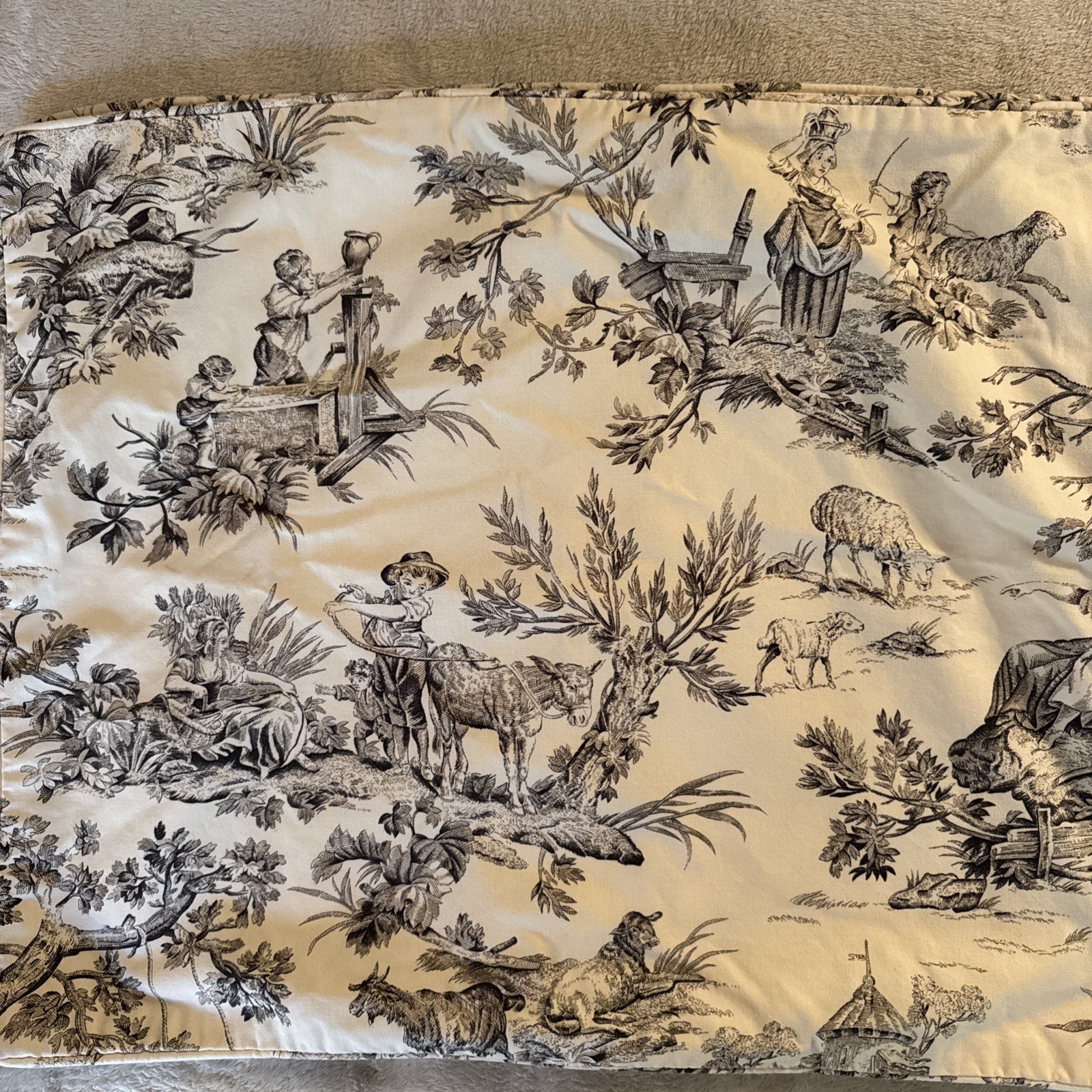 Set 2 Country Curtains French Country Toile Pillow Shams Standard Ivory/Black EC