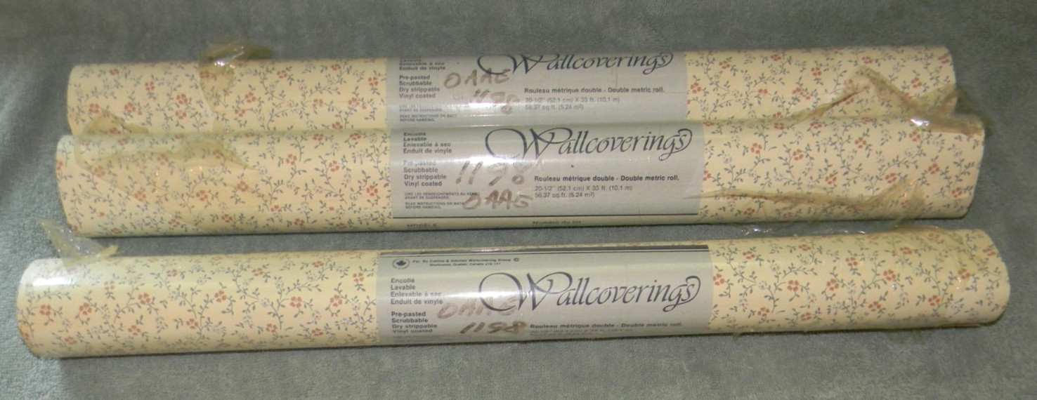 Vtg. Collins & Aikman Pre Pasted Vinyl Wallpaper 20.5\ Vtg. Collins & Aikman Pre Pasted Vinyl Wallpaper 20.5\