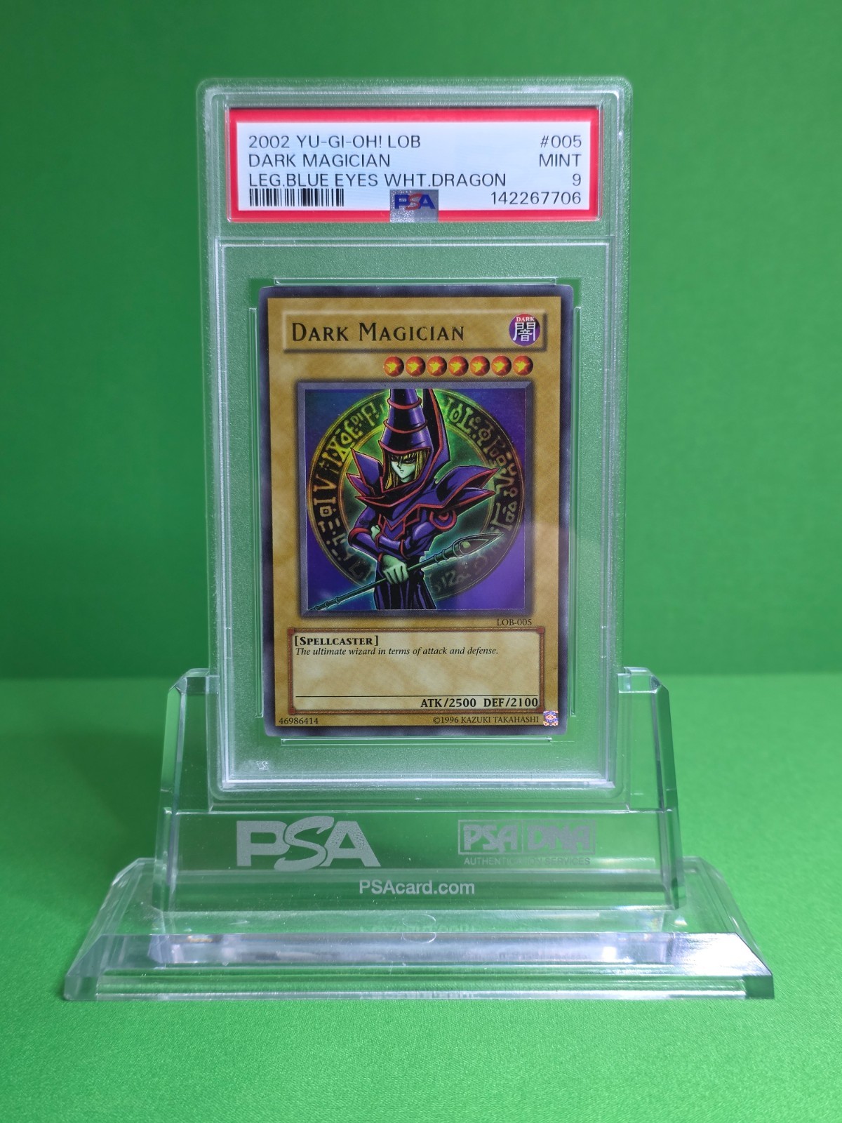 YU-GI-OH 2002 LEGEND OF BLUE-EYES WHITE DRAGON DARK MAGICIAN LOB-005 PSA 9 YU-GI-OH 2002 LEGEND OF BLUE-EYES WHITE DRAGON DARK MAGICIAN LOB-005 PSA 9