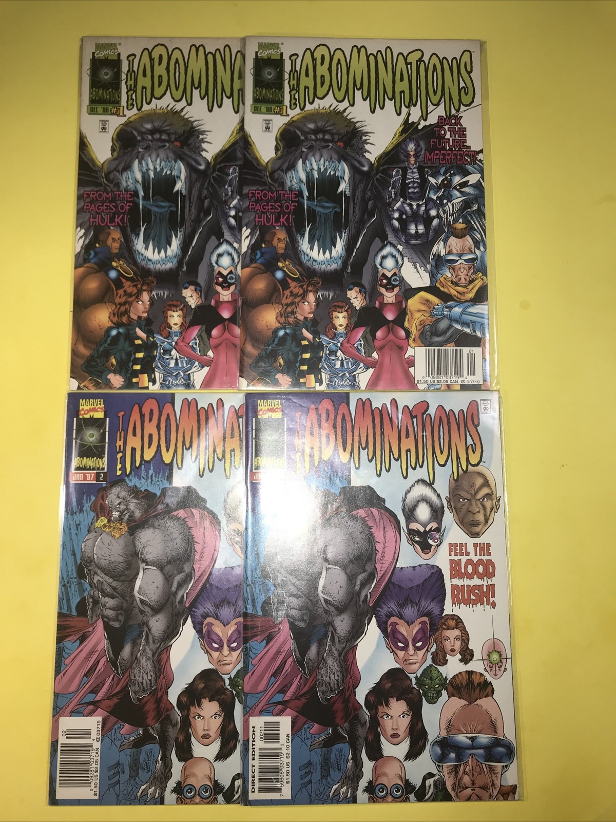 THE ABOMINATIONS #1 2 (2 Copies Each) INCREDIBLE HULK MARVEL MINI SERIES THE ABOMINATIONS #1 2 (2 Copies Each) INCREDIBLE HULK MARVEL MINI SERIES
