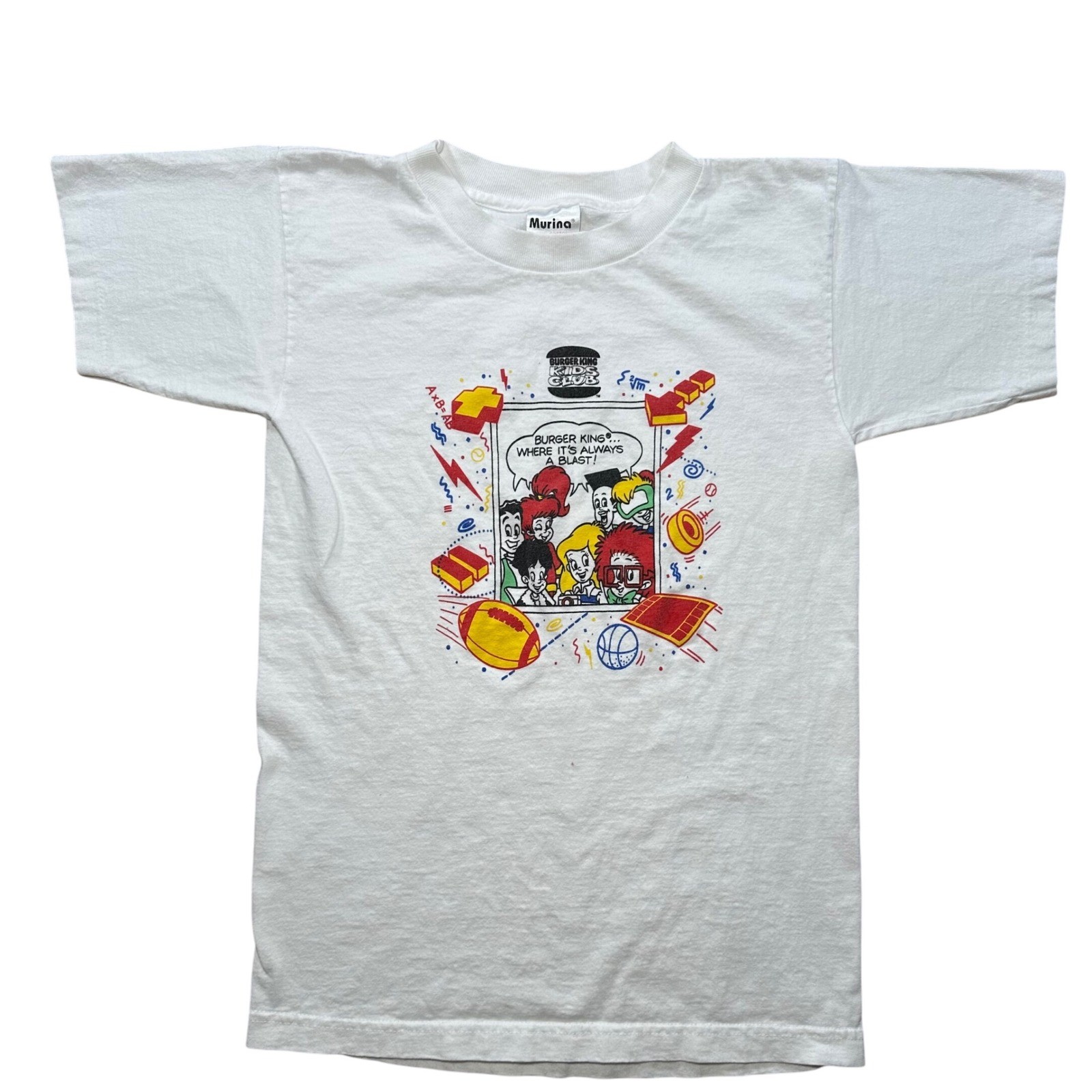 Vintage 90s Burger King Kids Club Shirt Murina White USA Youth Promo Large