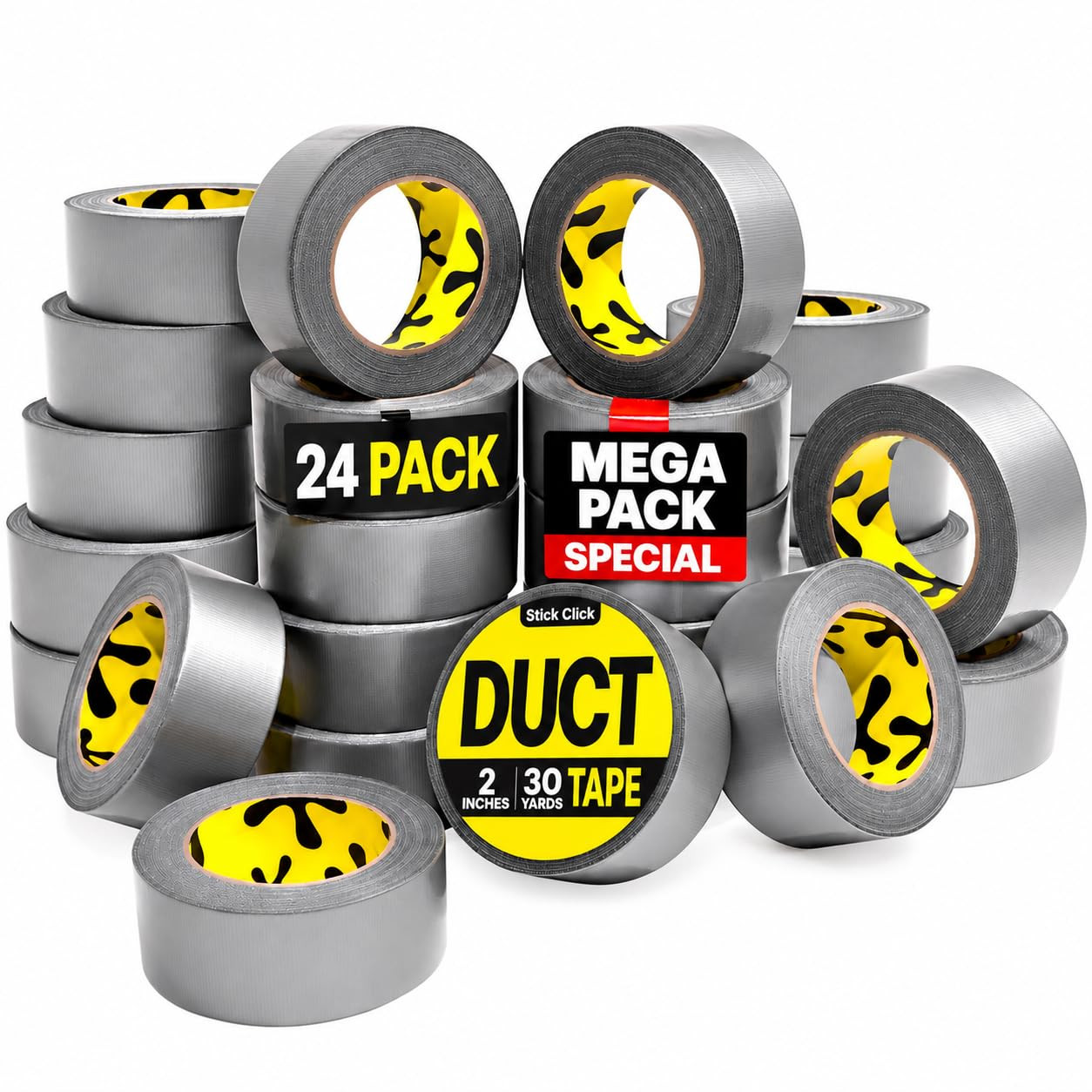 24 Pack Duct Tape Heavy Duty Waterproof - 2 in X 90 Ft - All-Weather, Silver, Ea 24 Pack Duct Tape Heavy Duty Waterproof - 2 in X 90 Ft - All-Weather, Silver, Ea