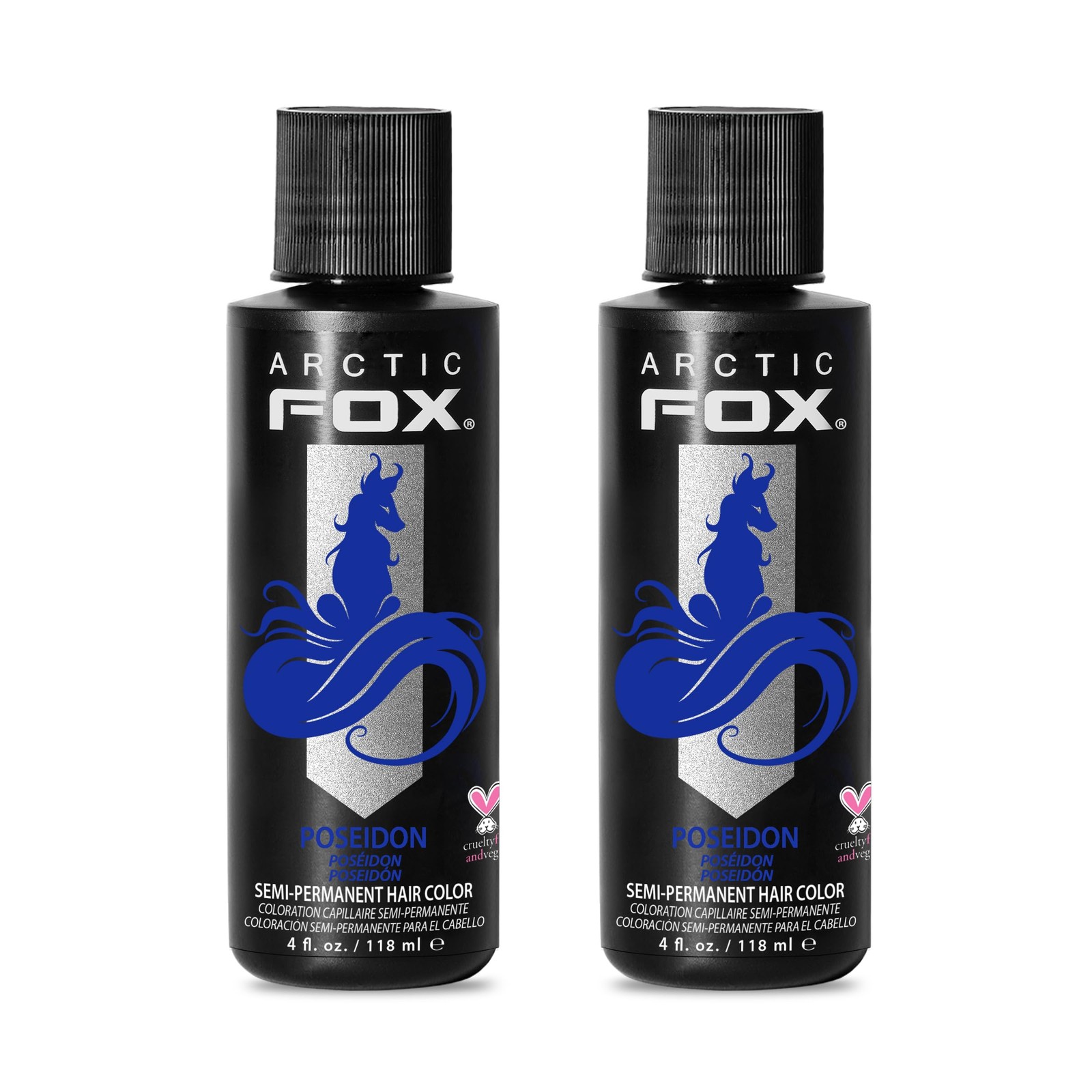 ARCTIC FOX Semi-Permanent Hair Dye Poseidon - 4 Fl Oz (Pack of 2), POSEIDON ARCTIC FOX Semi-Permanent Hair Dye Poseidon - 4 Fl Oz (Pack of 2), POSEIDON
