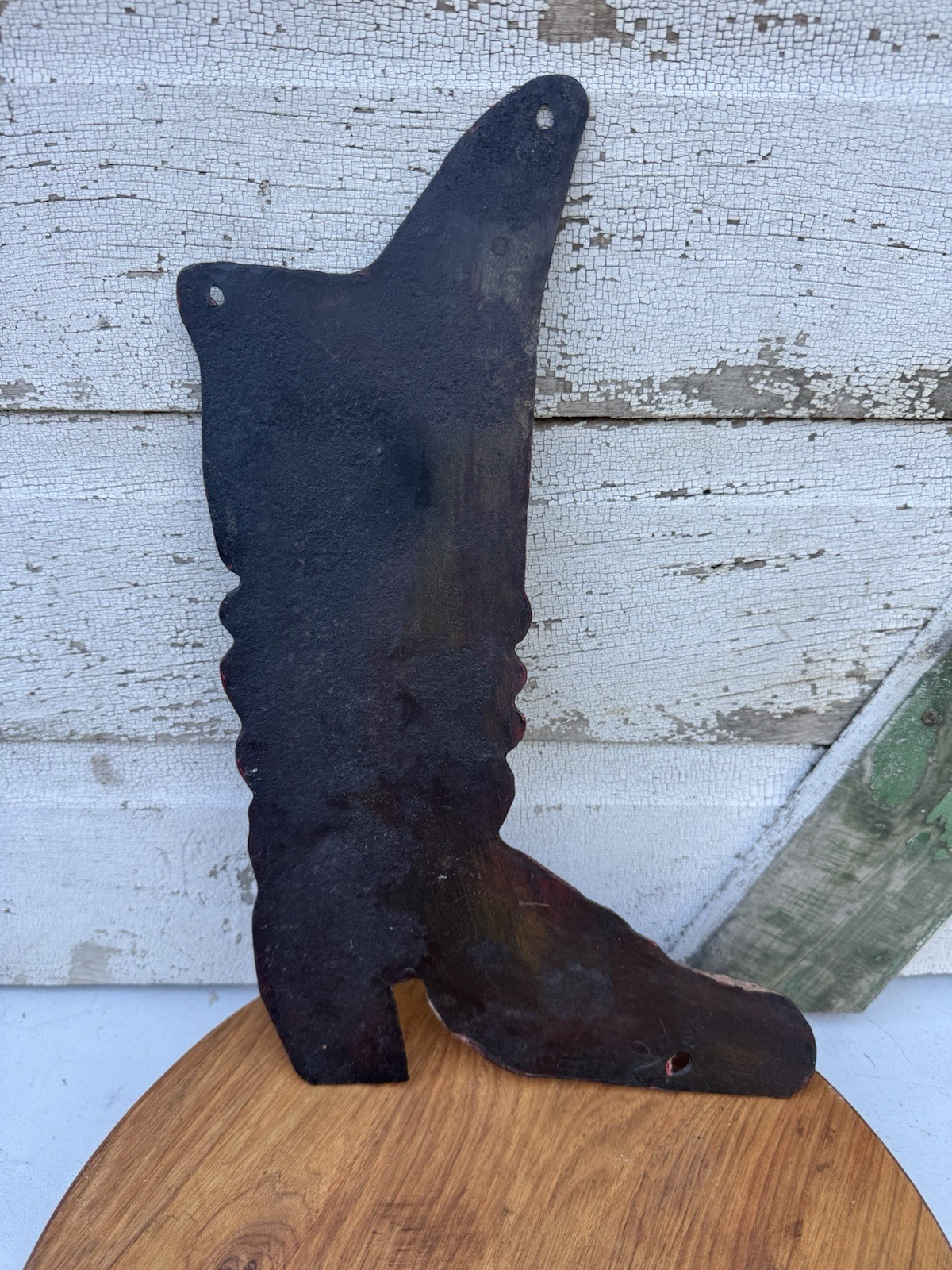 Antique Metal Boot Shoemaker Cobbler Trade Sign Folk Art Primitive Store Front