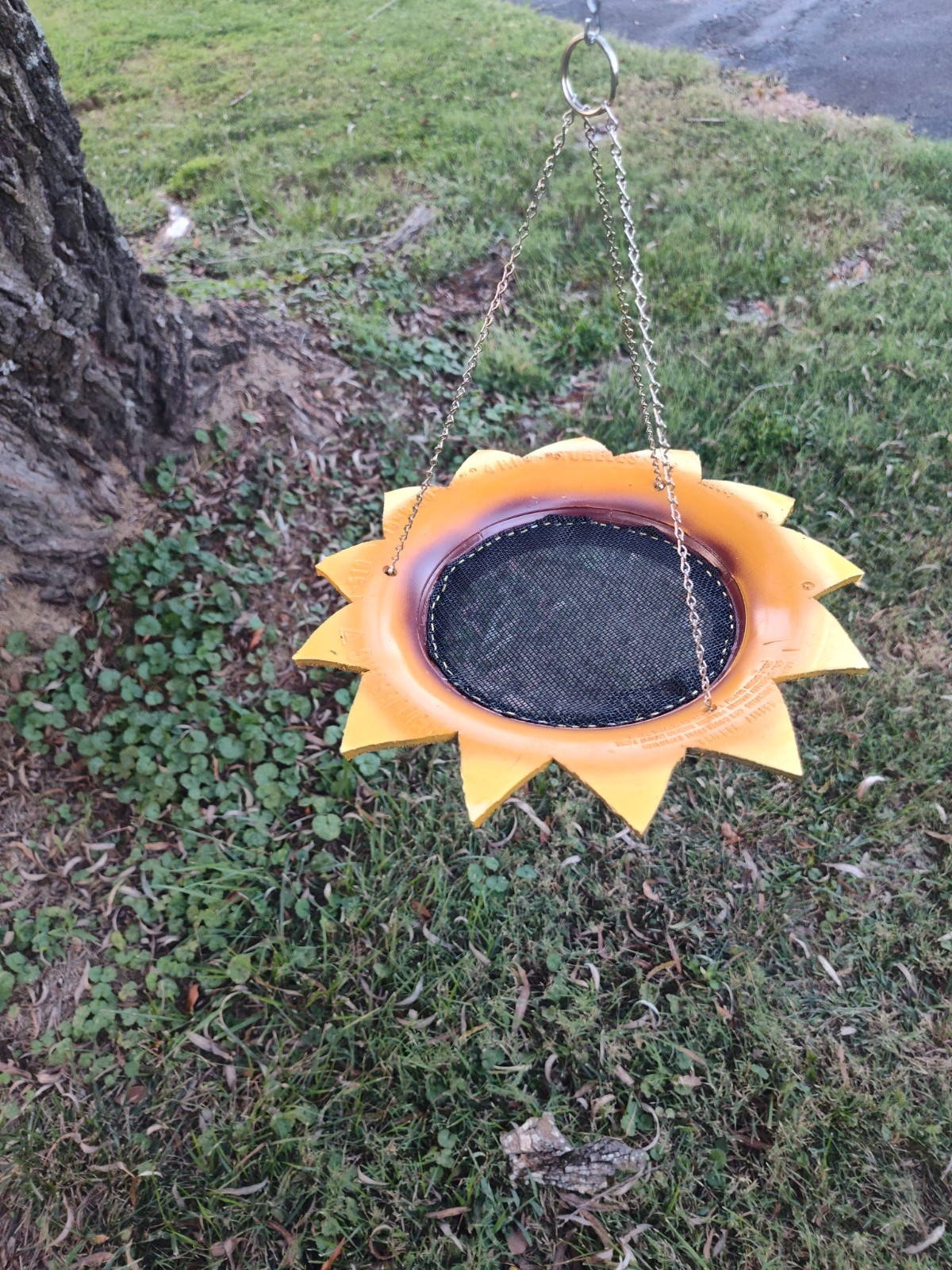 Unique Handcrafted OOAK Sunflower Bird Feeder Made from Recycled Tire