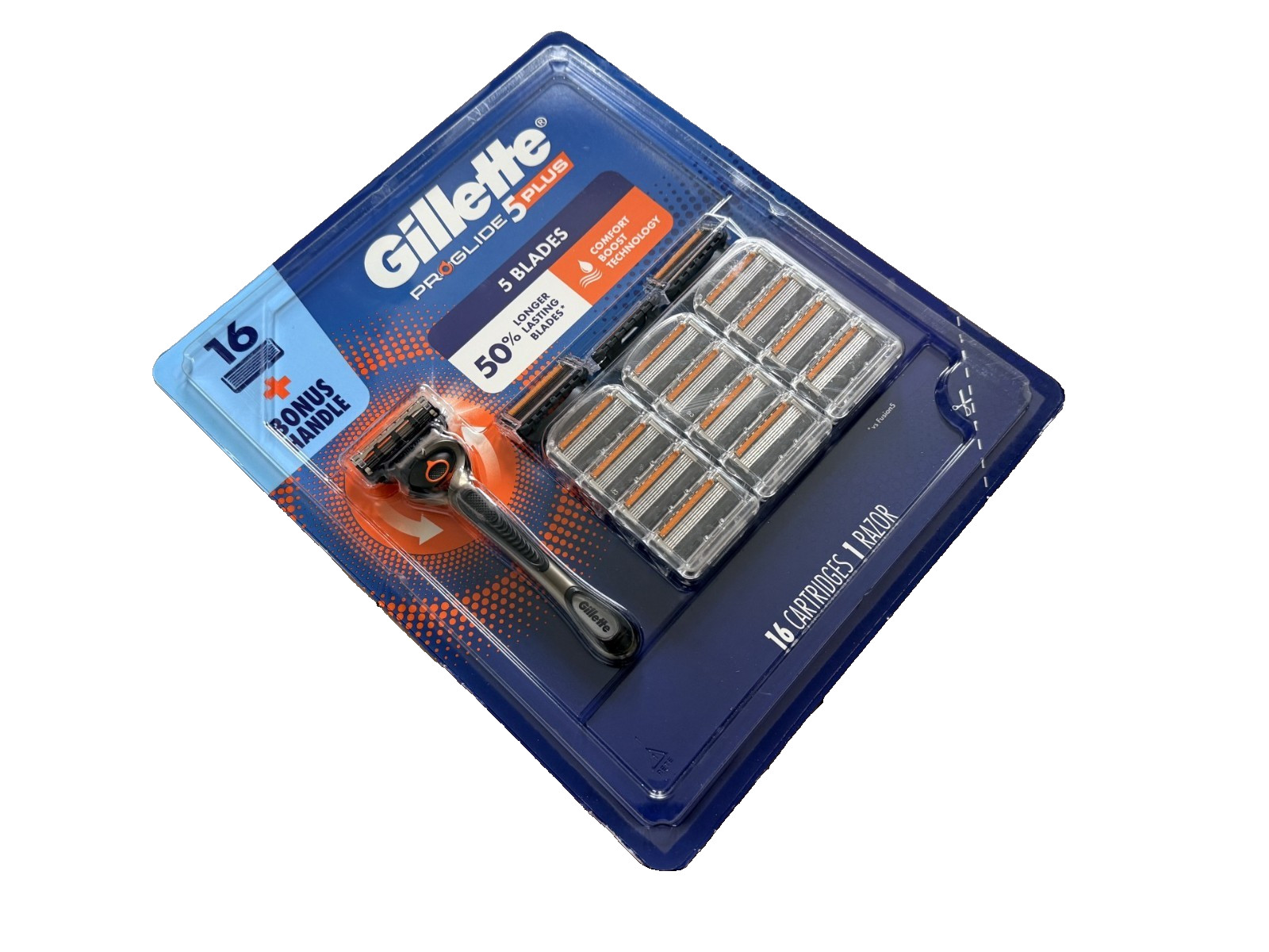 New Gillette ProGlide 5 Plus Razor Cartridges 5-Blade Refills 16 Pack + Handle