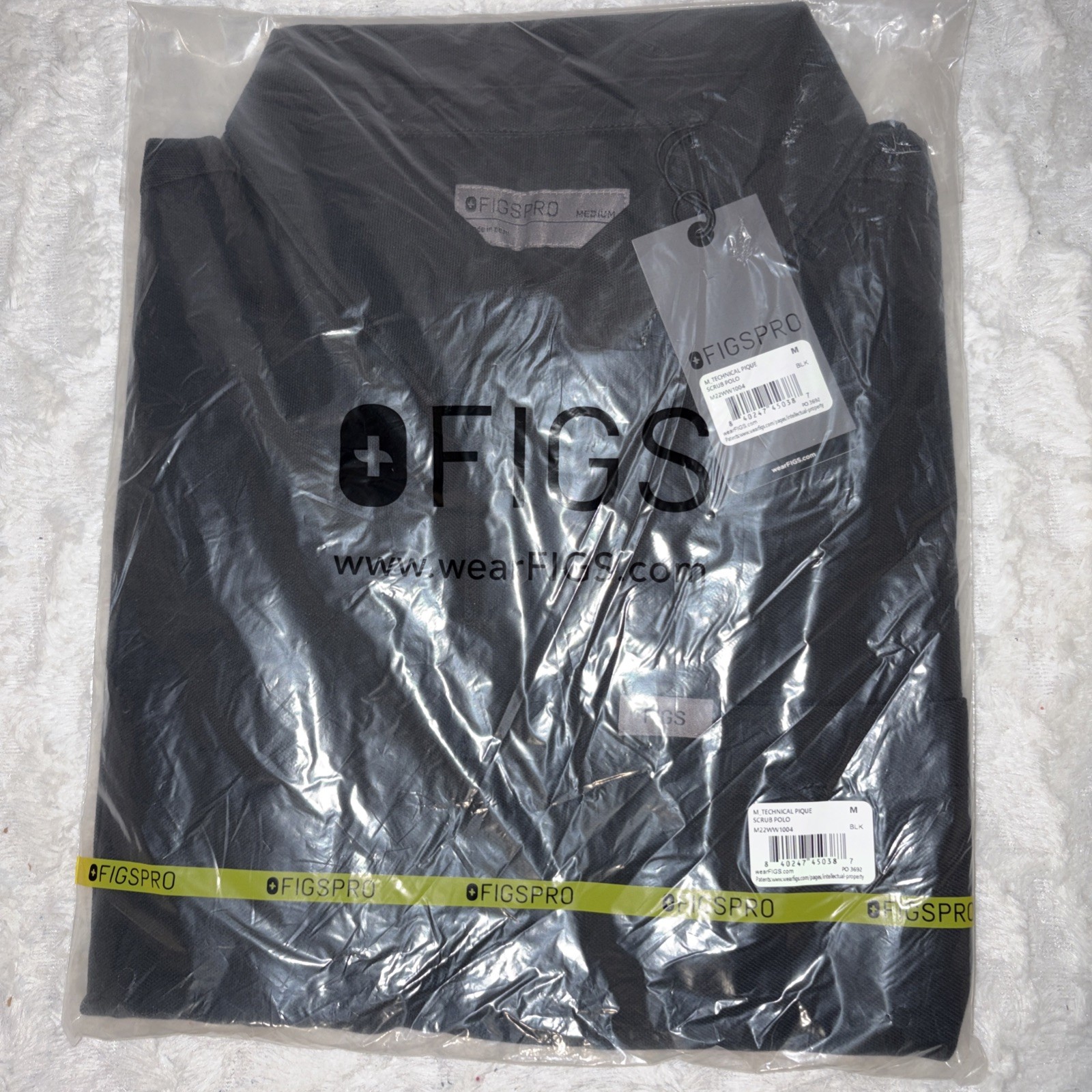 BLOWOUT Figs Mens Medical Black Short Sleeve Pique Scrub Polo Shirt Medium New