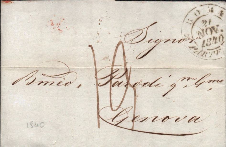 1840 Italy - FLS Cover Rome to Genova with Letter