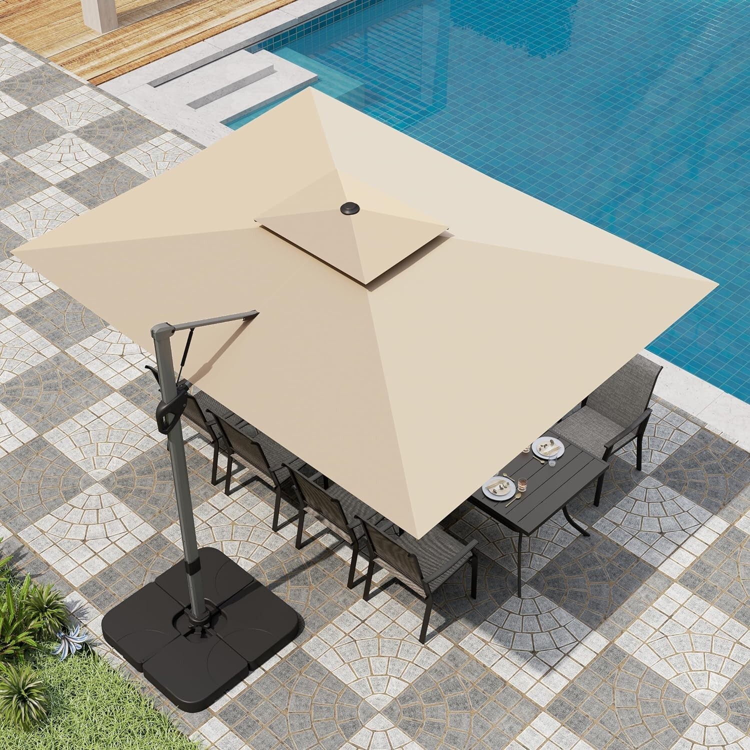 9x12 ft Cantilever Patio Umbrella Outdoor Large Square Umbrellas w/weighted base