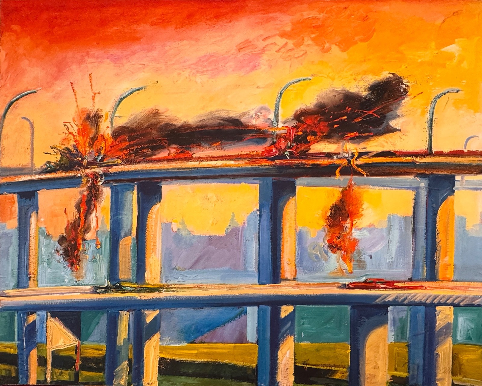 Carlos Almaraz “Sunset Crash” Signed Chicano Collection Print #31 Rare