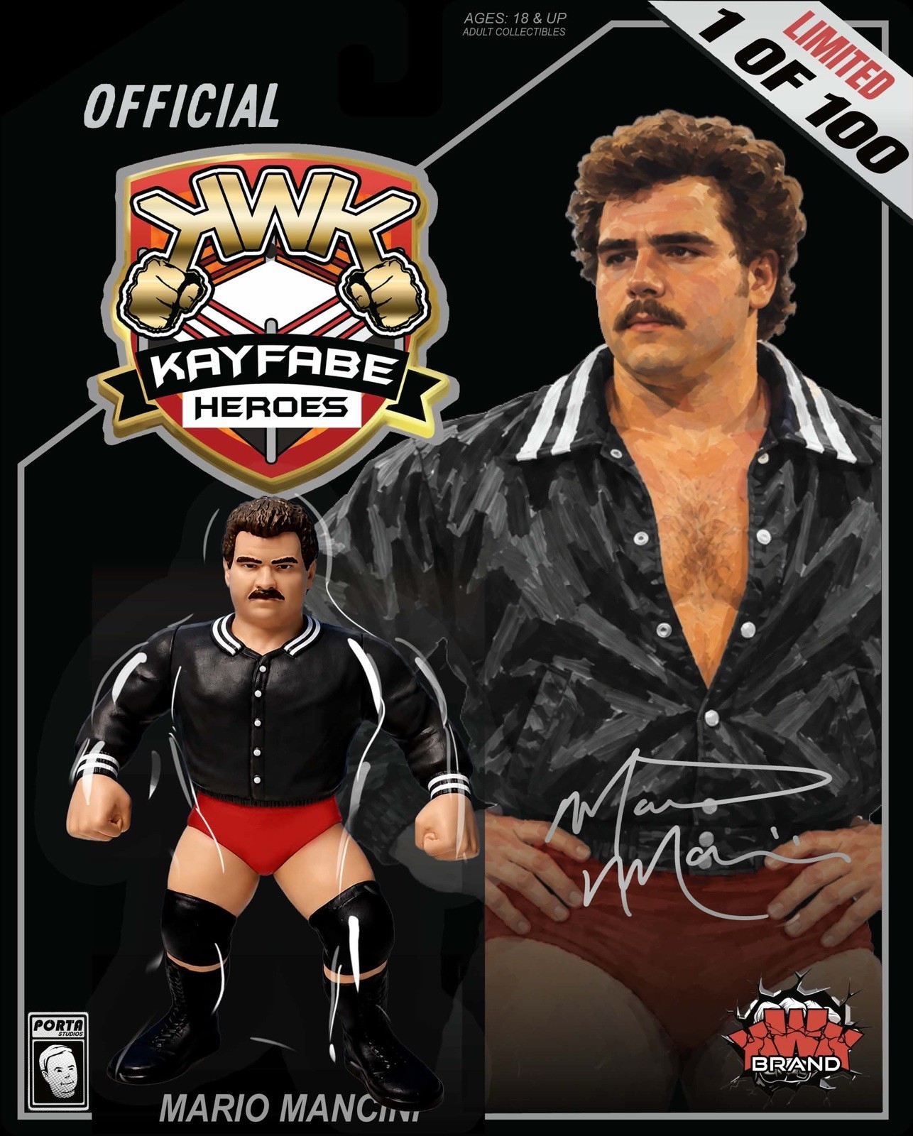 * Pre-Order * KWK Kayfabe Heroes Black Card Exclusive MARIO MANCINI 1 of 100