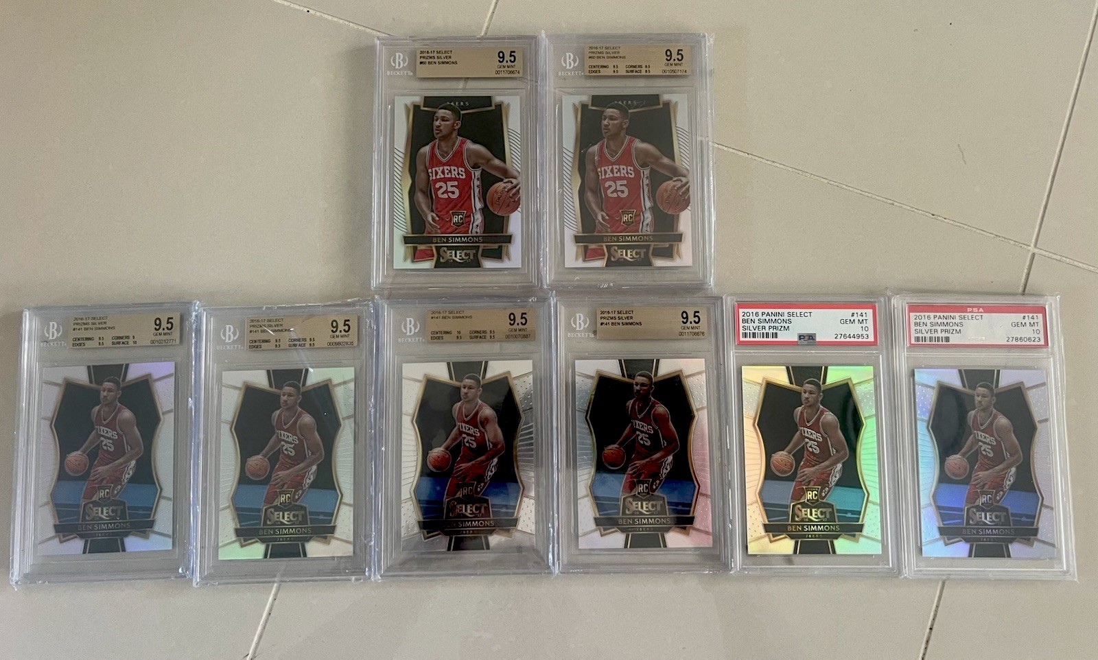 BEN SIMMONS Prizms Silver Rookie Set Of 8 Total 2016/2017 Panini Select BEN SIMMONS Prizms Silver Rookie Set Of 8 Total 2016/2017 Panini Select