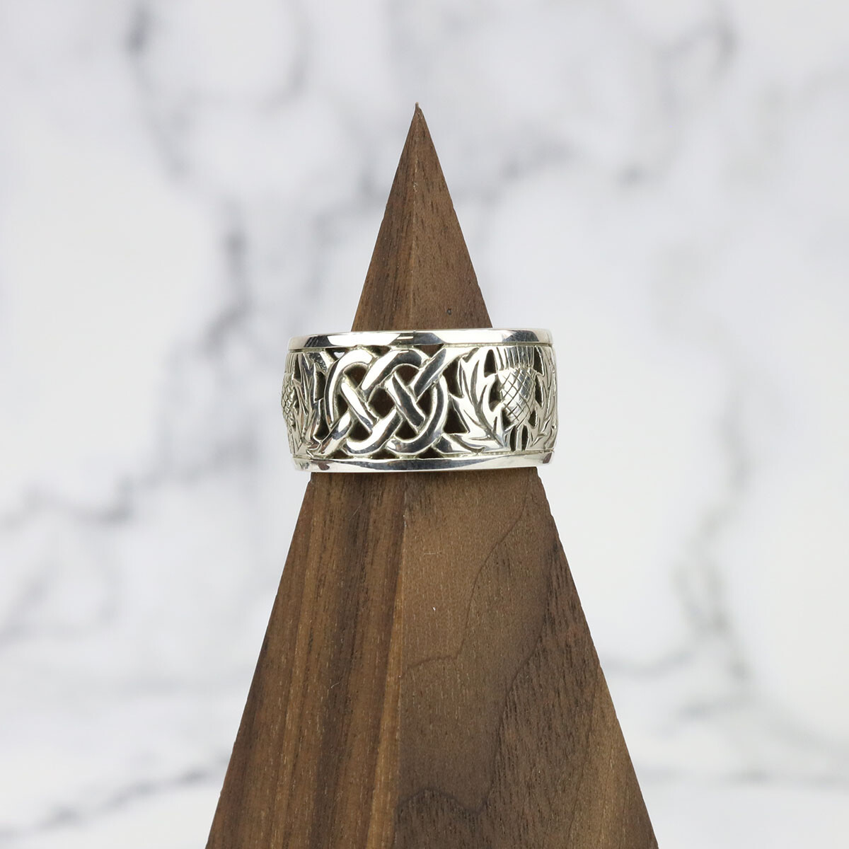 Thistle Celtic Knot Sterling Silver Ring