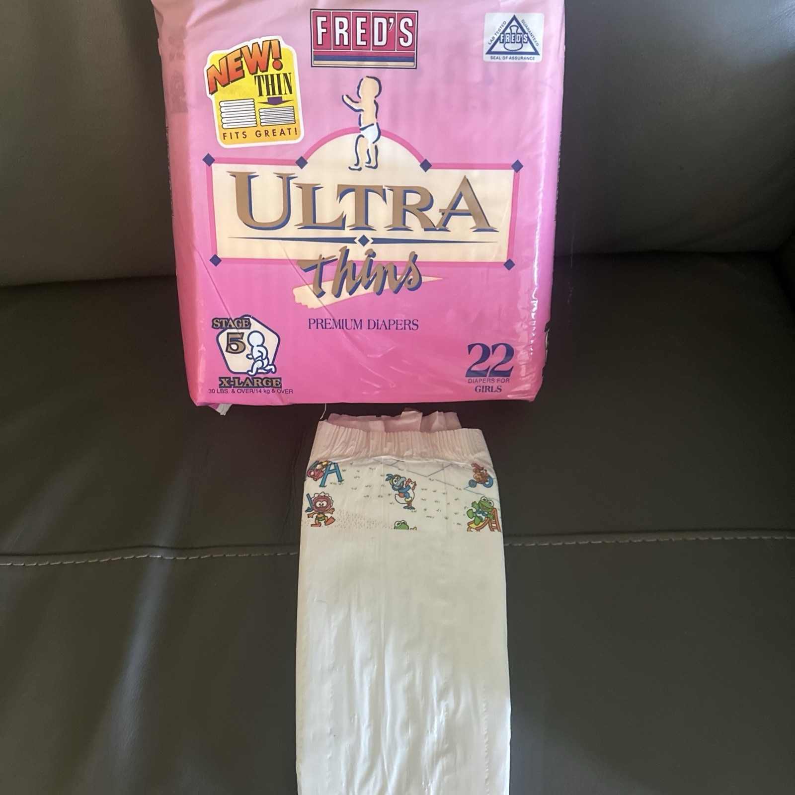 Pack Of 22 Vintage Extra Large Muppets Vintage Plastic Diapers(LAST PACK) Pack Of 22 Vintage Extra Large Muppets Vintage Plastic Diapers(LAST PACK)