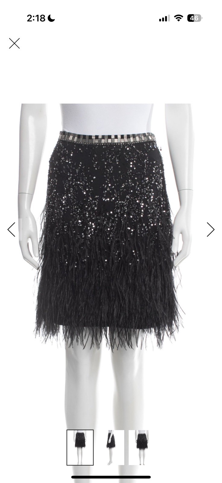 Matthew Williamson Embroidered Beaded Ostrich Feather Black Skirt 12 Matthew Williamson Embroidered Beaded Ostrich Feather Black Skirt 12