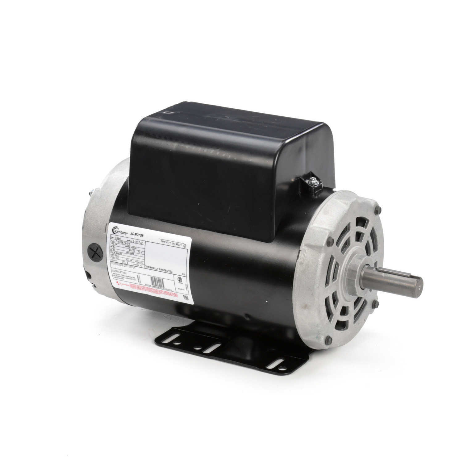 Century B386 Electric Motor 5 HP 3450 Rpm 1PH 208-230 Volt 56HZ Frame