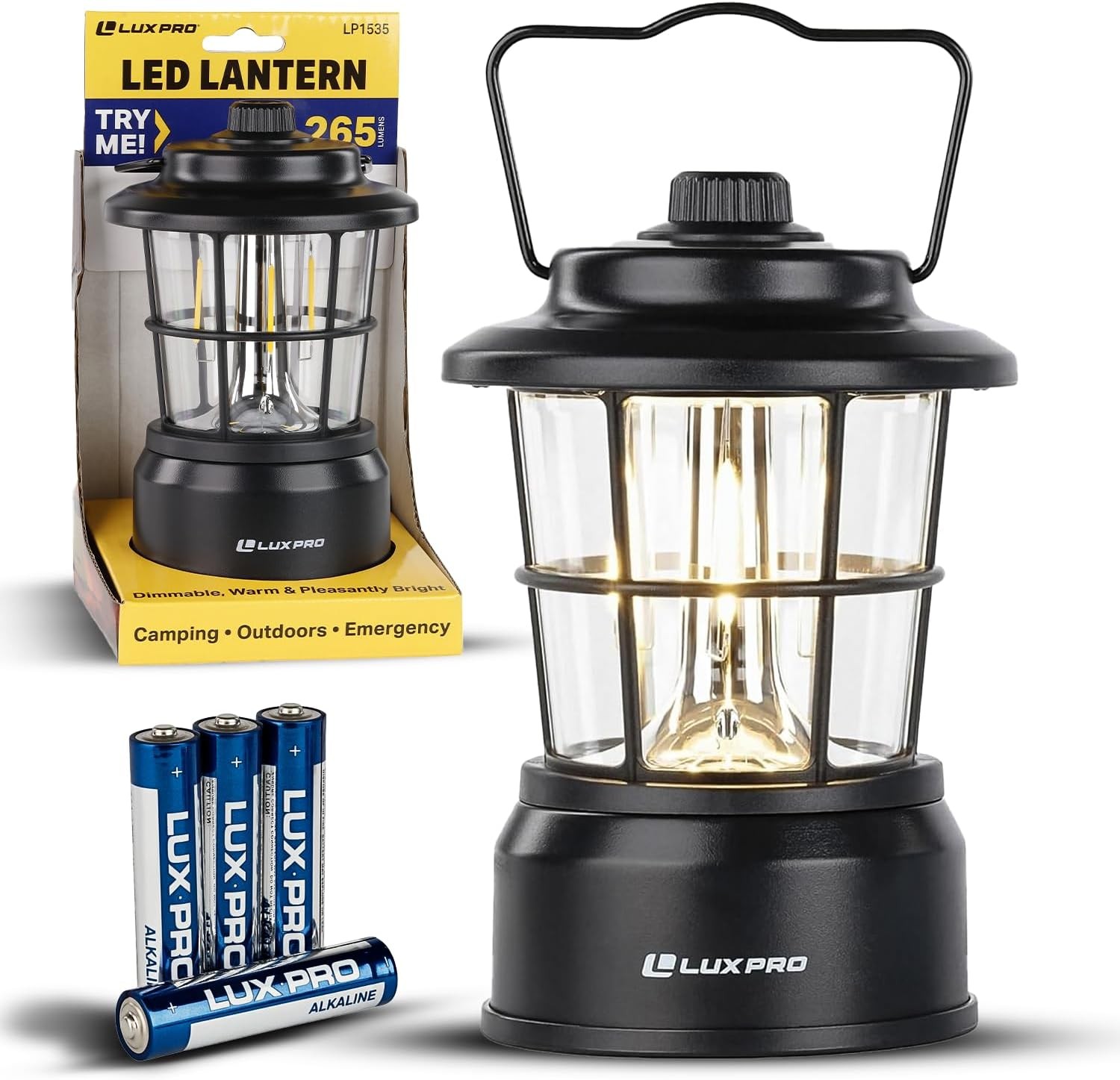 LUXPRO Retro Lantern LP1535 Battery-Powered Emergency Water-Resistant Hiking LED