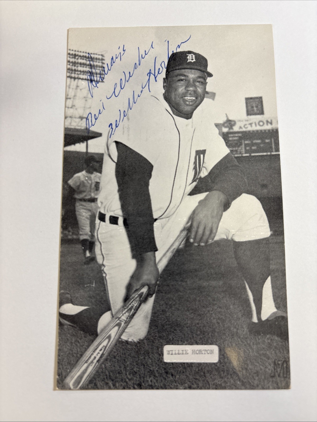 Vintage Willie Horton Signed Photo Postcard Detroit Tigers J.D. McCarthy 1968