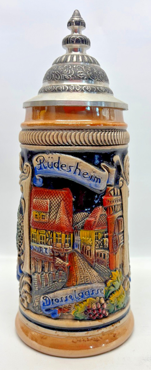 Rare Zoller Born Handpainted Rudesheim Drosselgasse Stein Rare Zoller Born Handpainted Rudesheim Drosselgasse Stein