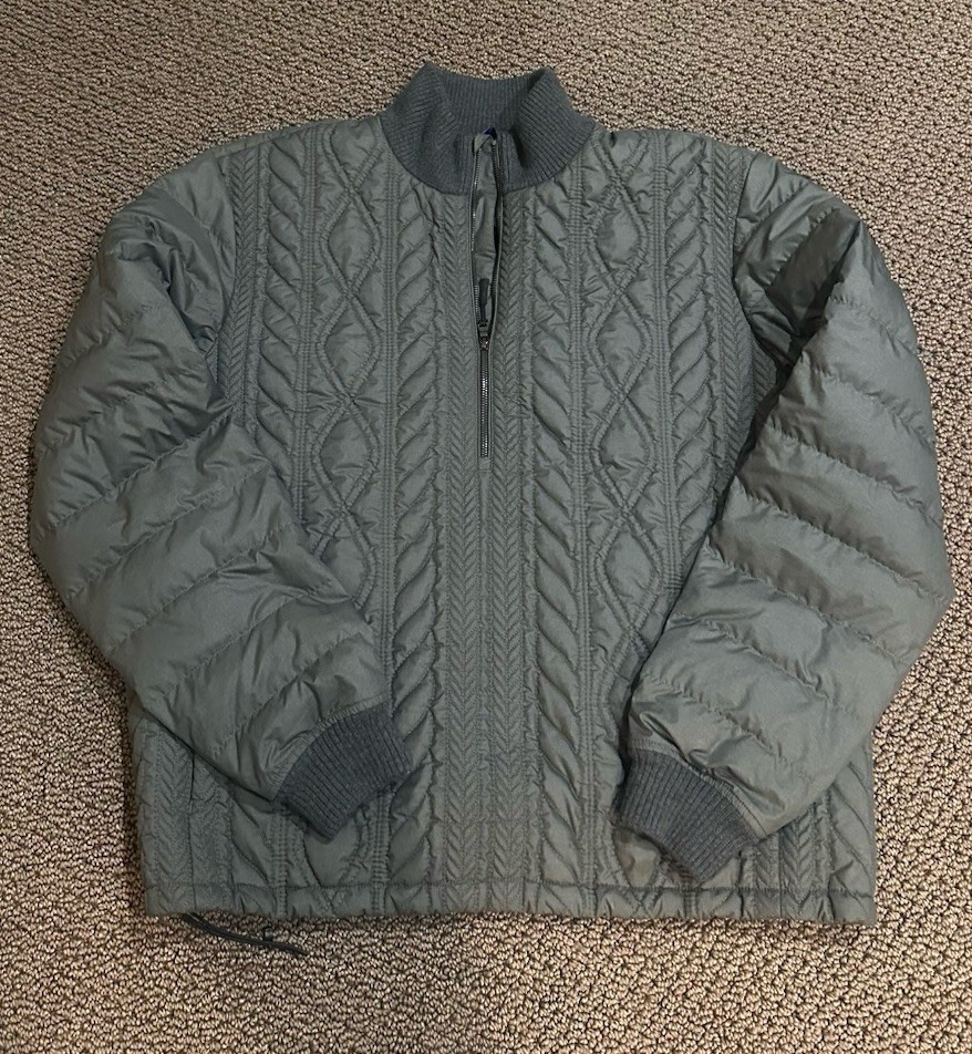 RLX Ralph Lauren Men’s XL Gray Quilted Cable Knit 1/2 Zip Golf Jacket Merino