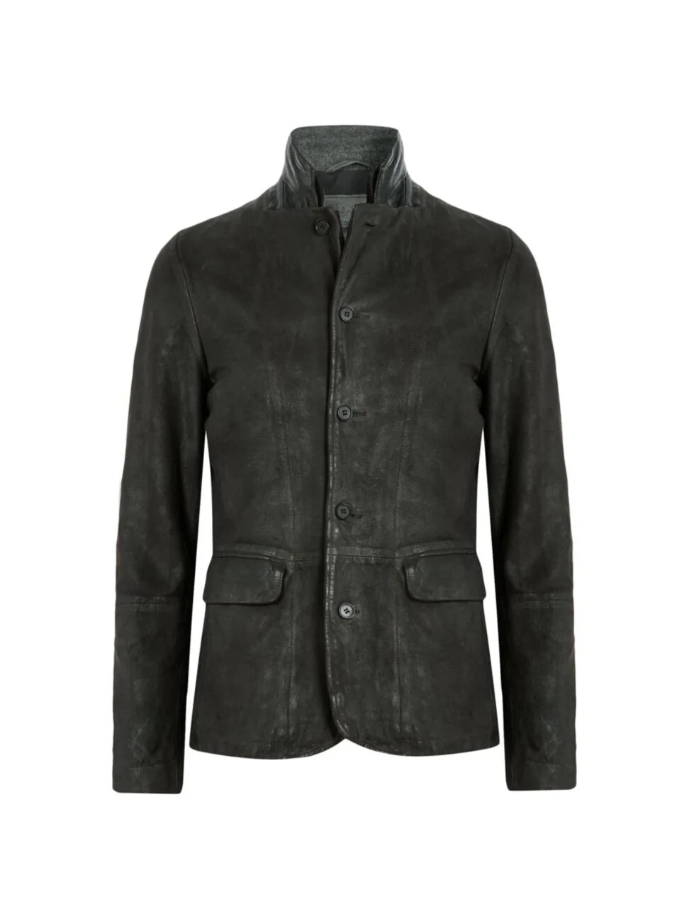 NEW AllSaints Survey Slim Fit Leather Blazer in Anthracite Gray Size S #SJ268