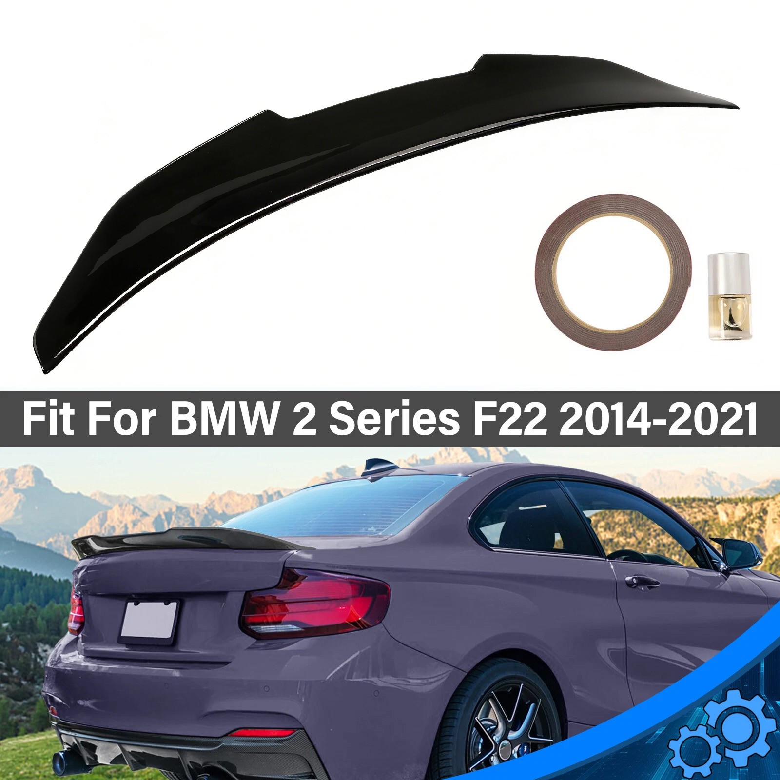 For 2014-2021 BMW 230i M240i F87 F30 F22 M2 Glossy Black Rear Trunk spoiler Wing For 2014-2021 BMW 230i M240i F87 F30 F22 M2 Glossy Black Rear Trunk spoiler Wing
