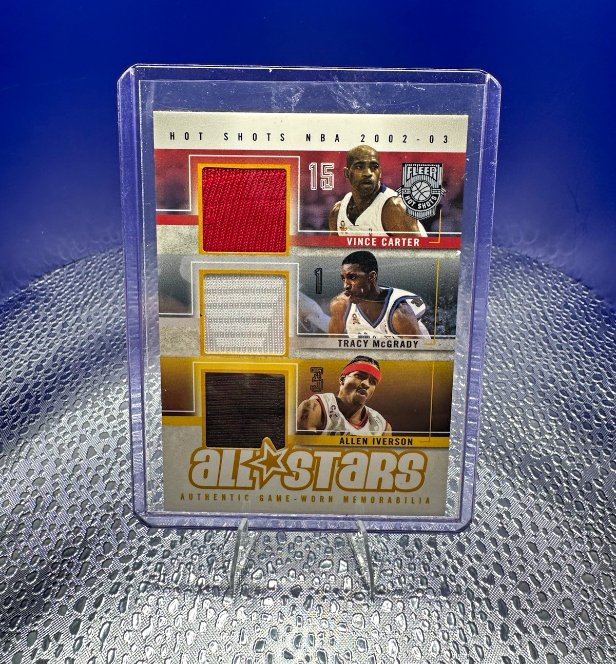 Fleer/SkyBox 2002-03 Hot Shots All-Stars Game-Worn Iverson/Carter/McGrady /25
