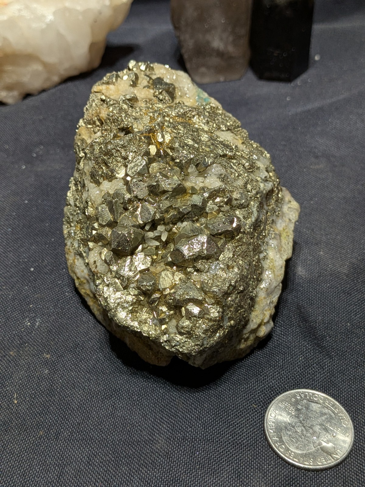 Pyrite w/ Clear Quartz Points Specimen Natural Form (1lb 2.5oz) Pyrite w/ Clear Quartz Points Specimen Natural Form (1lb 2.5oz)