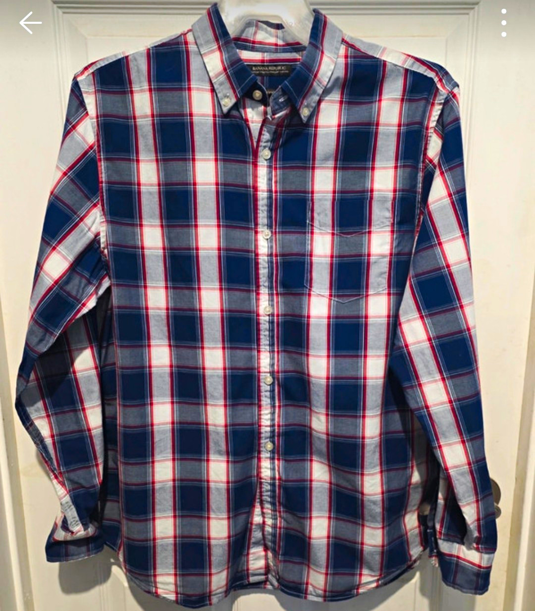 Banana Republic Camden Standard Fit Oxford Cotton Plaid Shirt Men’s L Blue Red Banana Republic Camden Standard Fit Oxford Cotton Plaid Shirt Men’s L Blue Red