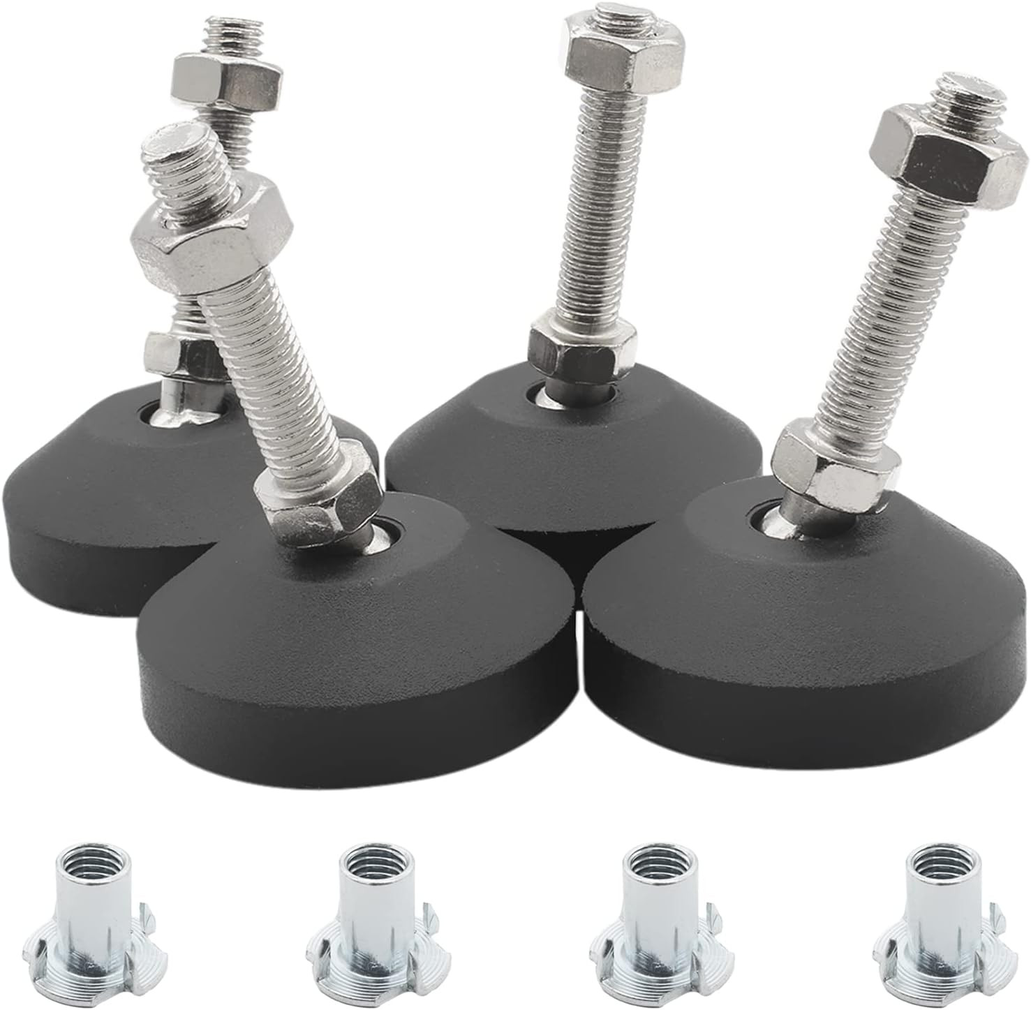 4 Pcs M10 Adjustable Leveling Feet with T-Nut – Anti-Skid Heavy Duty Appliance